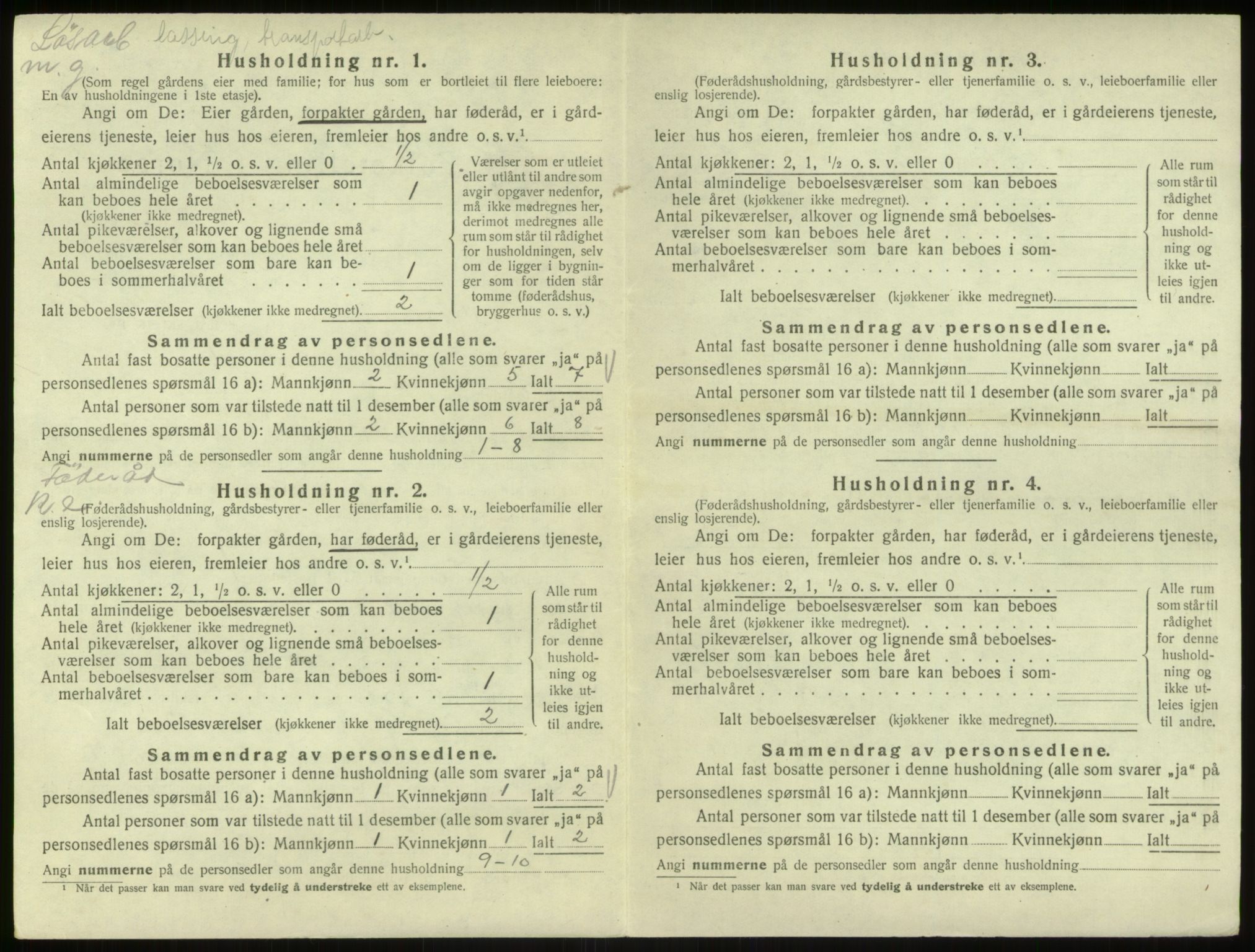 SAB, 1920 census for Hosanger, 1920, p. 490