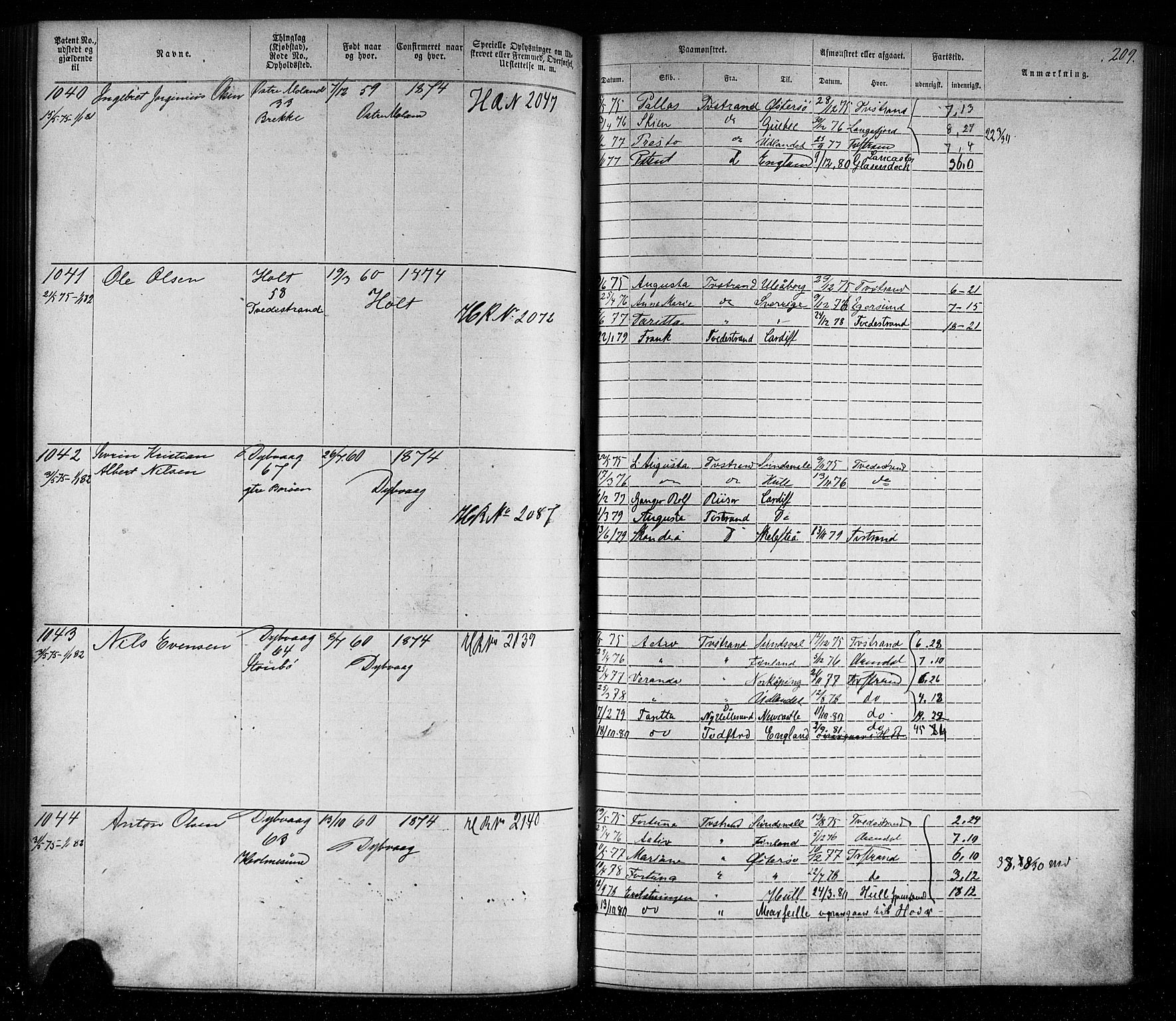 Tvedestrand mønstringskrets, SAK/2031-0011/F/Fa/L0003: Annotasjonsrulle nr 1-1905 med register, U-25, 1866-1886, p. 232