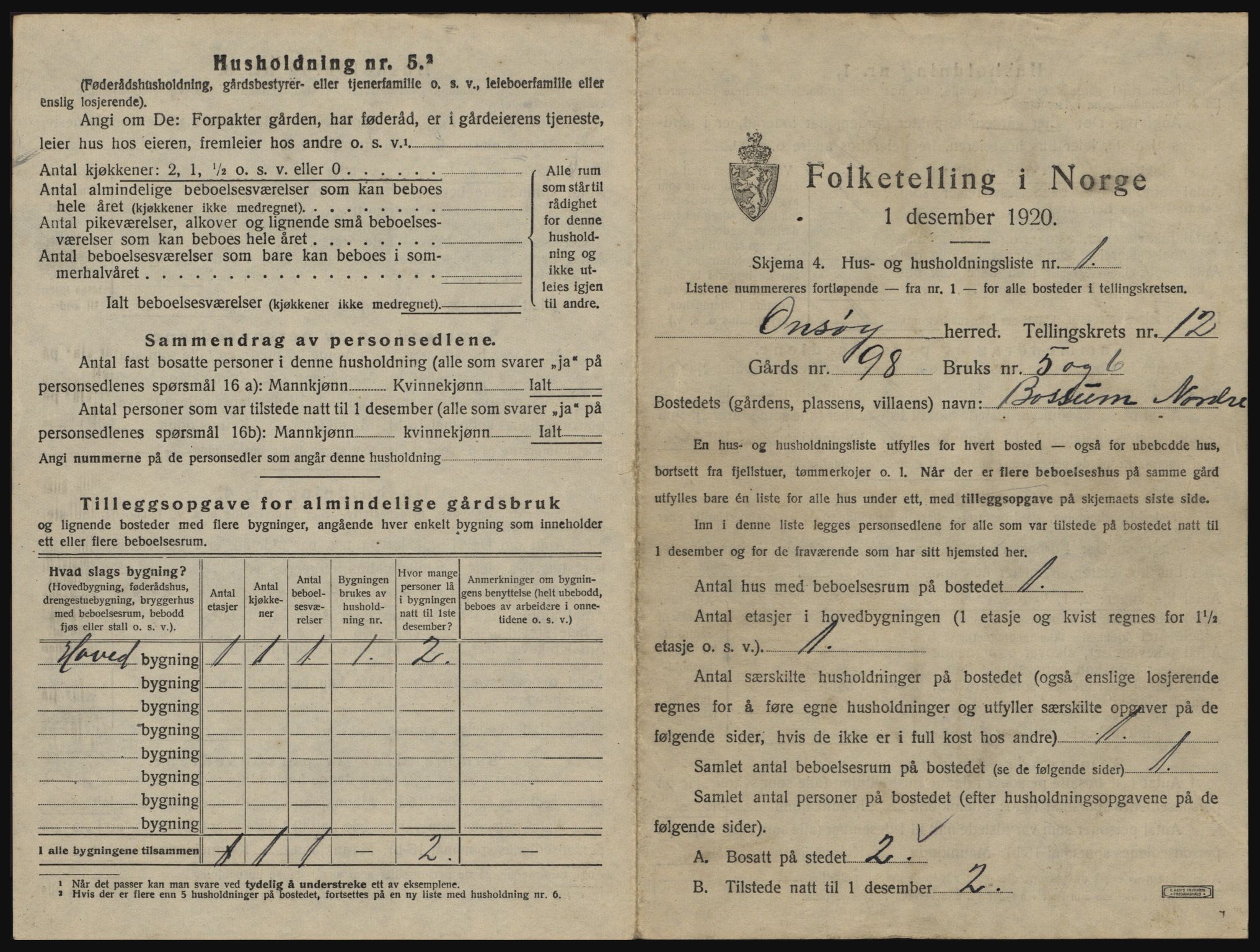 SAO, 1920 census for Onsøy, 1920, p. 2064