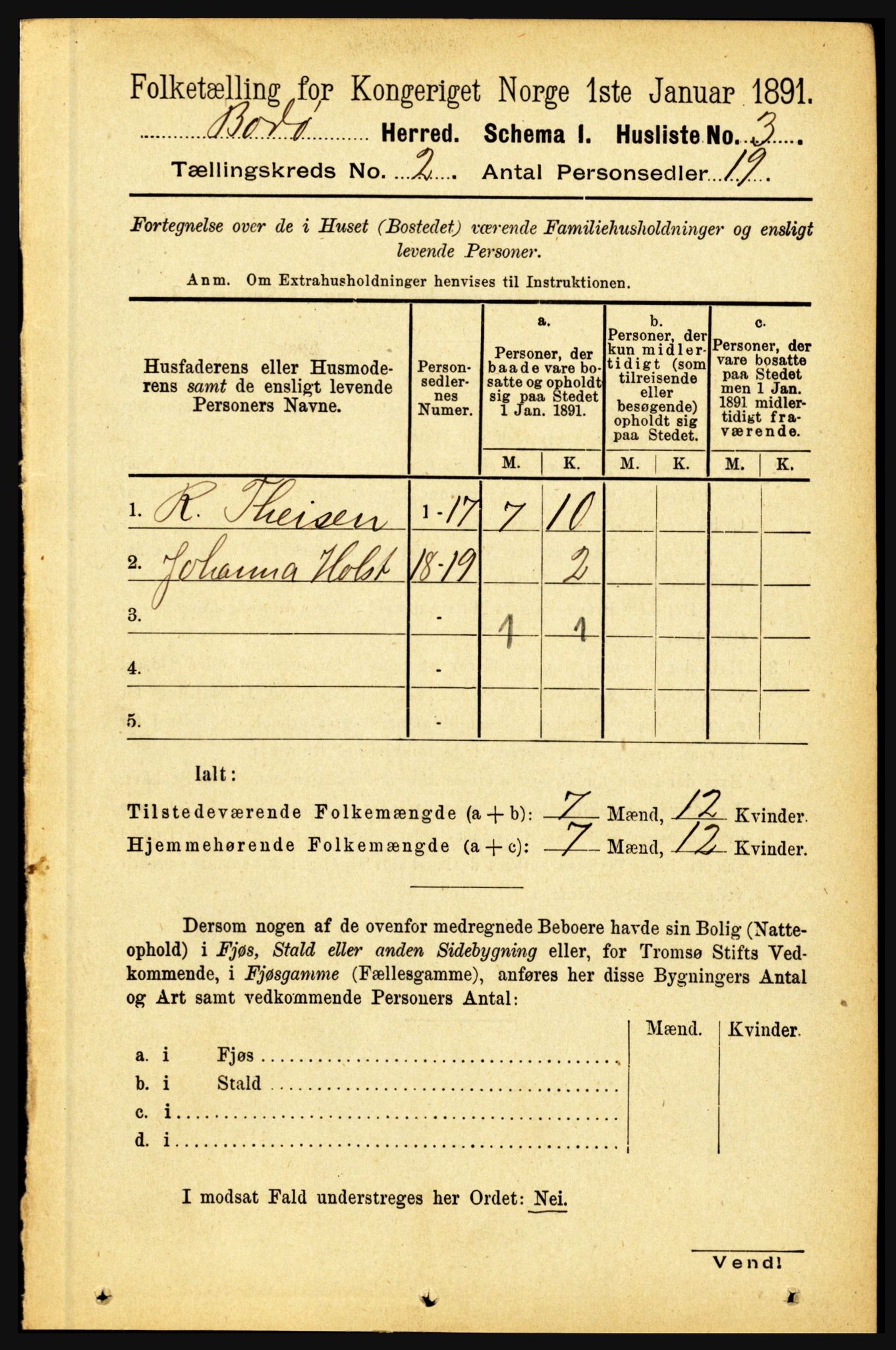 RA, 1891 census for 1843 Bodø, 1891, p. 564