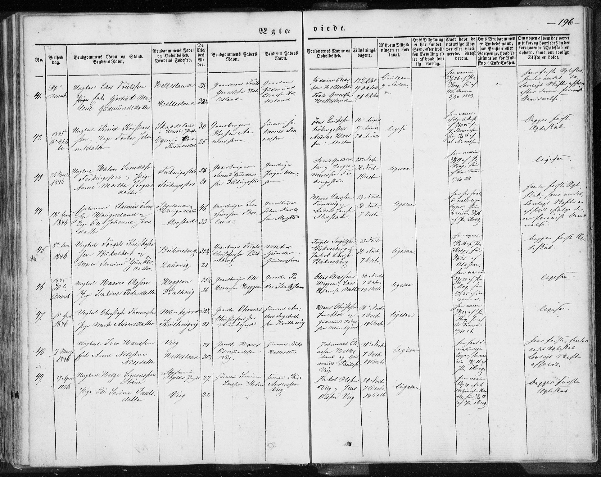 Skudenes sokneprestkontor, SAST/A -101849/H/Ha/Haa/L0002: Parish register (official) no. A 2.1, 1841-1846, p. 196