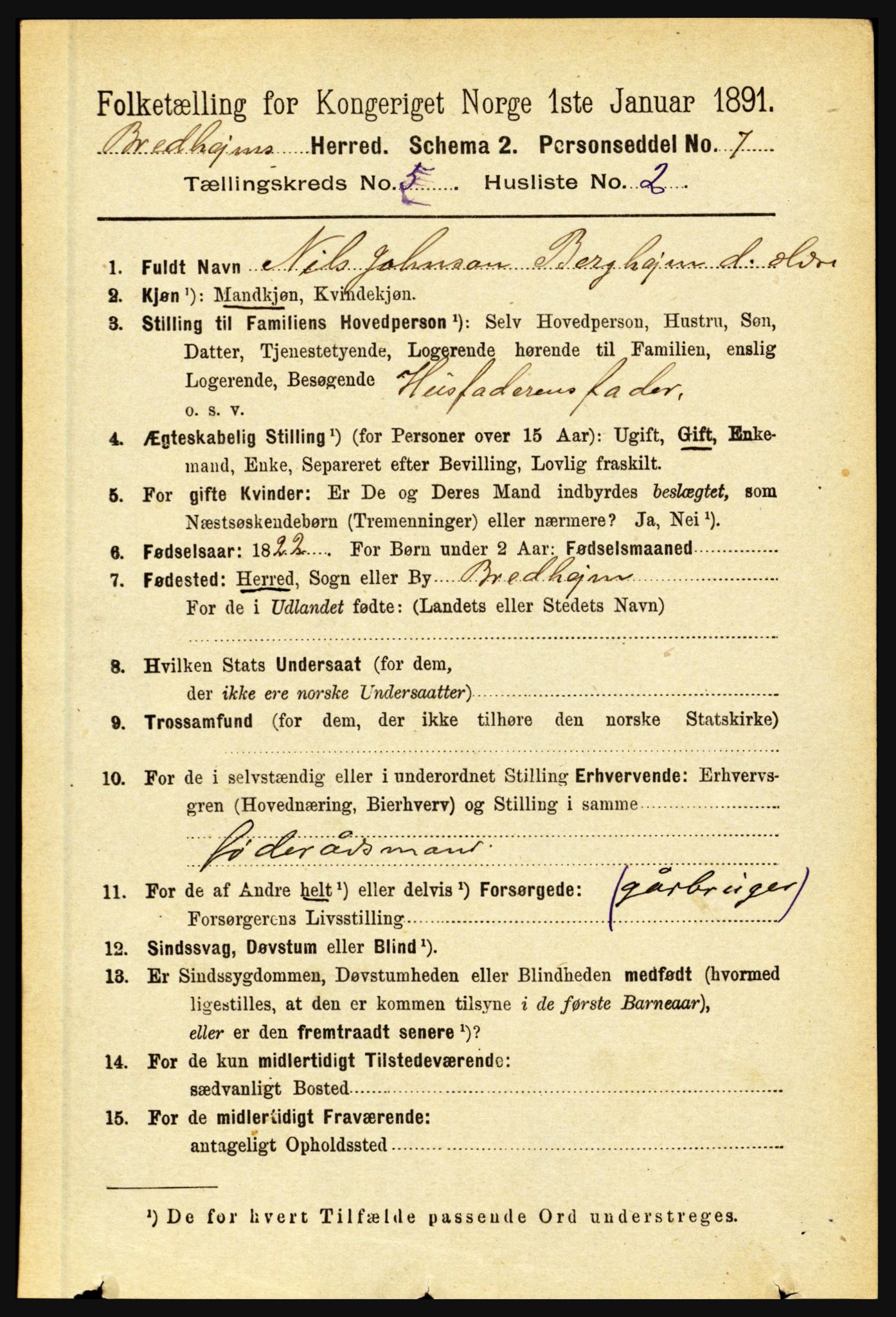 RA, 1891 census for 1446 Breim, 1891, p. 1751