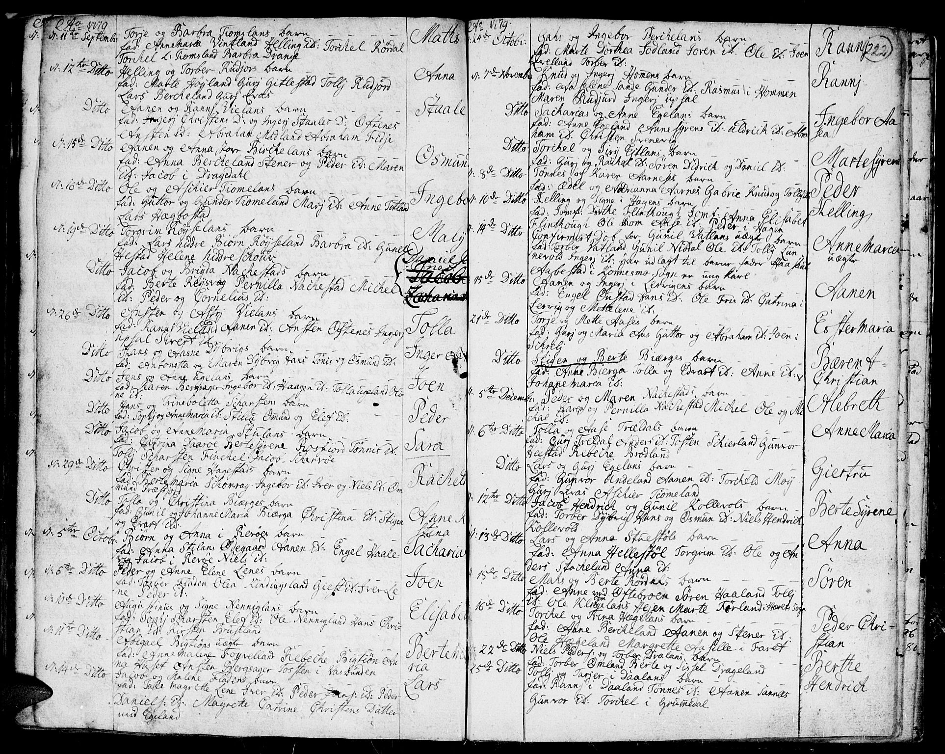 Lyngdal sokneprestkontor, AV/SAK-1111-0029/F/Fa/Fac/L0001: Parish register (official) no. A 1, 1727-1779, p. 222