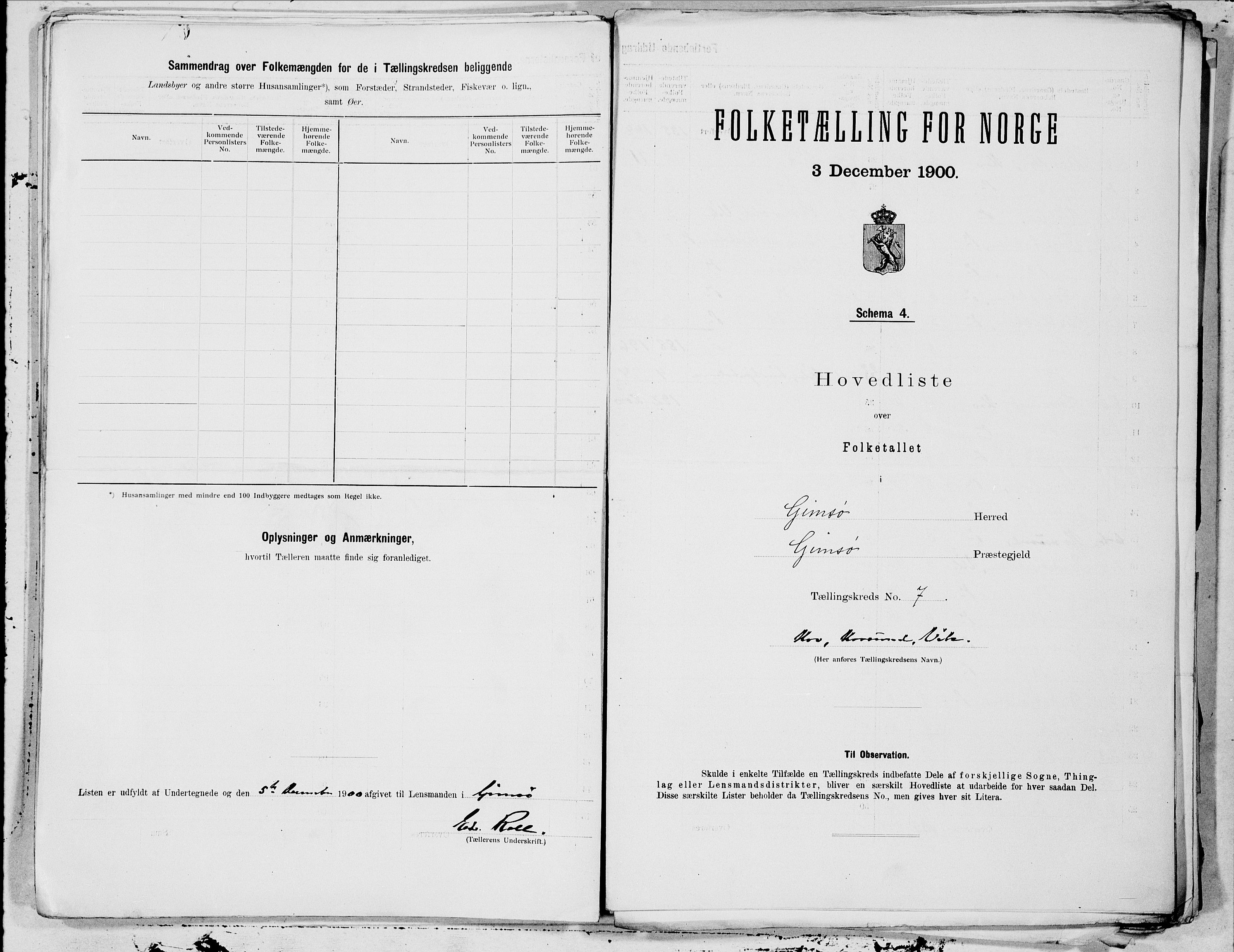 SAT, 1900 census for Gimsøy, 1900, p. 14