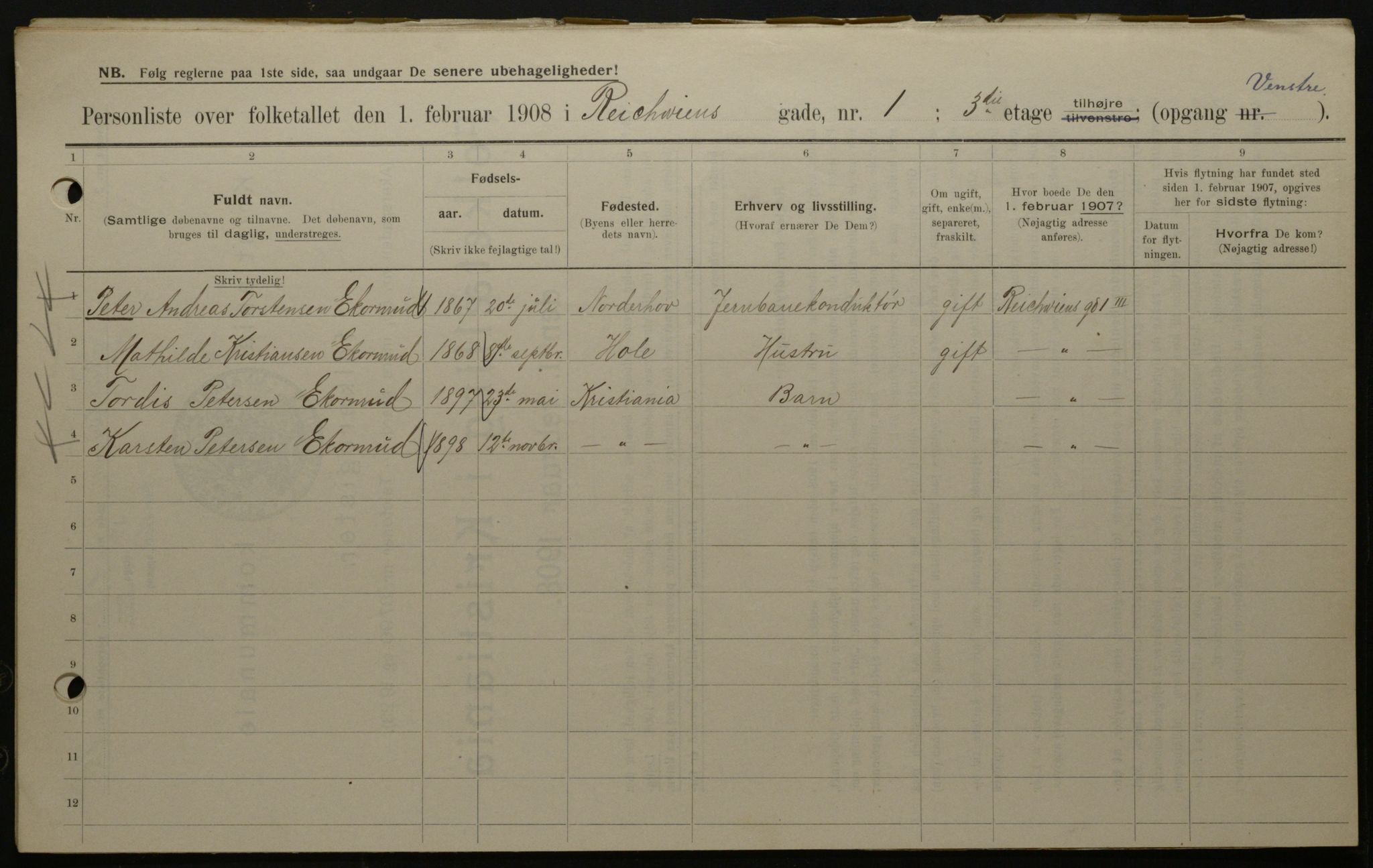 OBA, Municipal Census 1908 for Kristiania, 1908, p. 74282