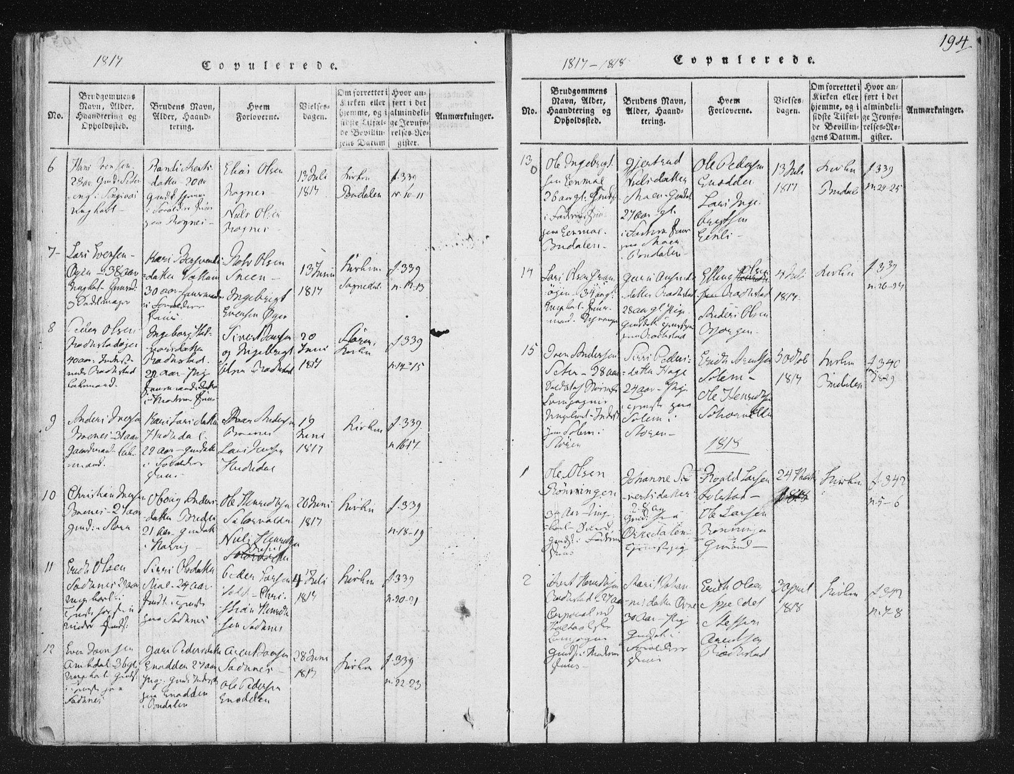 Ministerialprotokoller, klokkerbøker og fødselsregistre - Sør-Trøndelag, SAT/A-1456/687/L0996: Parish register (official) no. 687A04, 1816-1842, p. 194