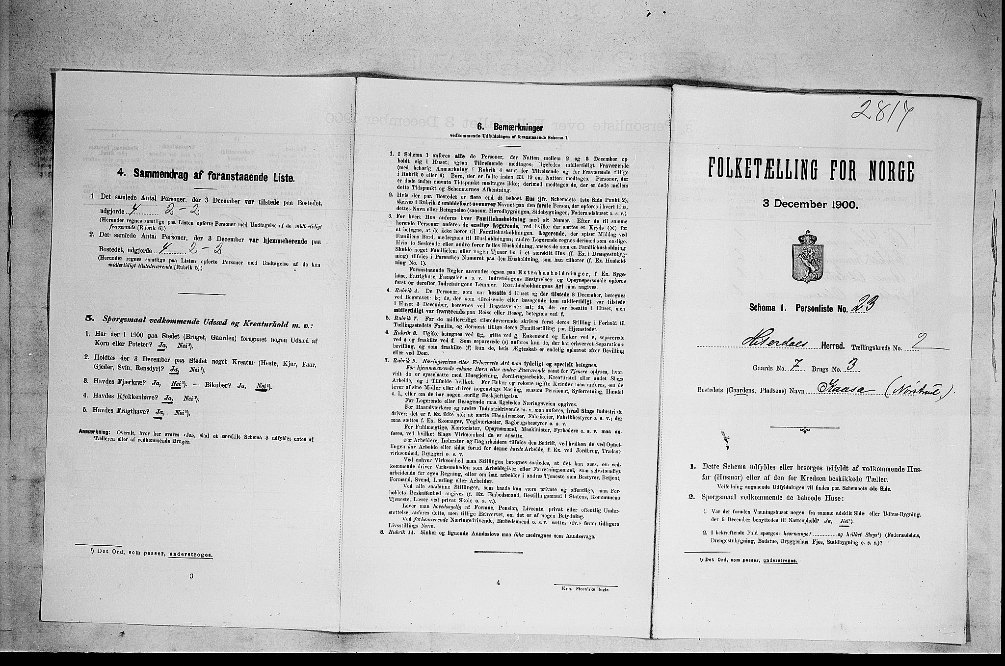 SAKO, 1900 census for Heddal, 1900, p. 198