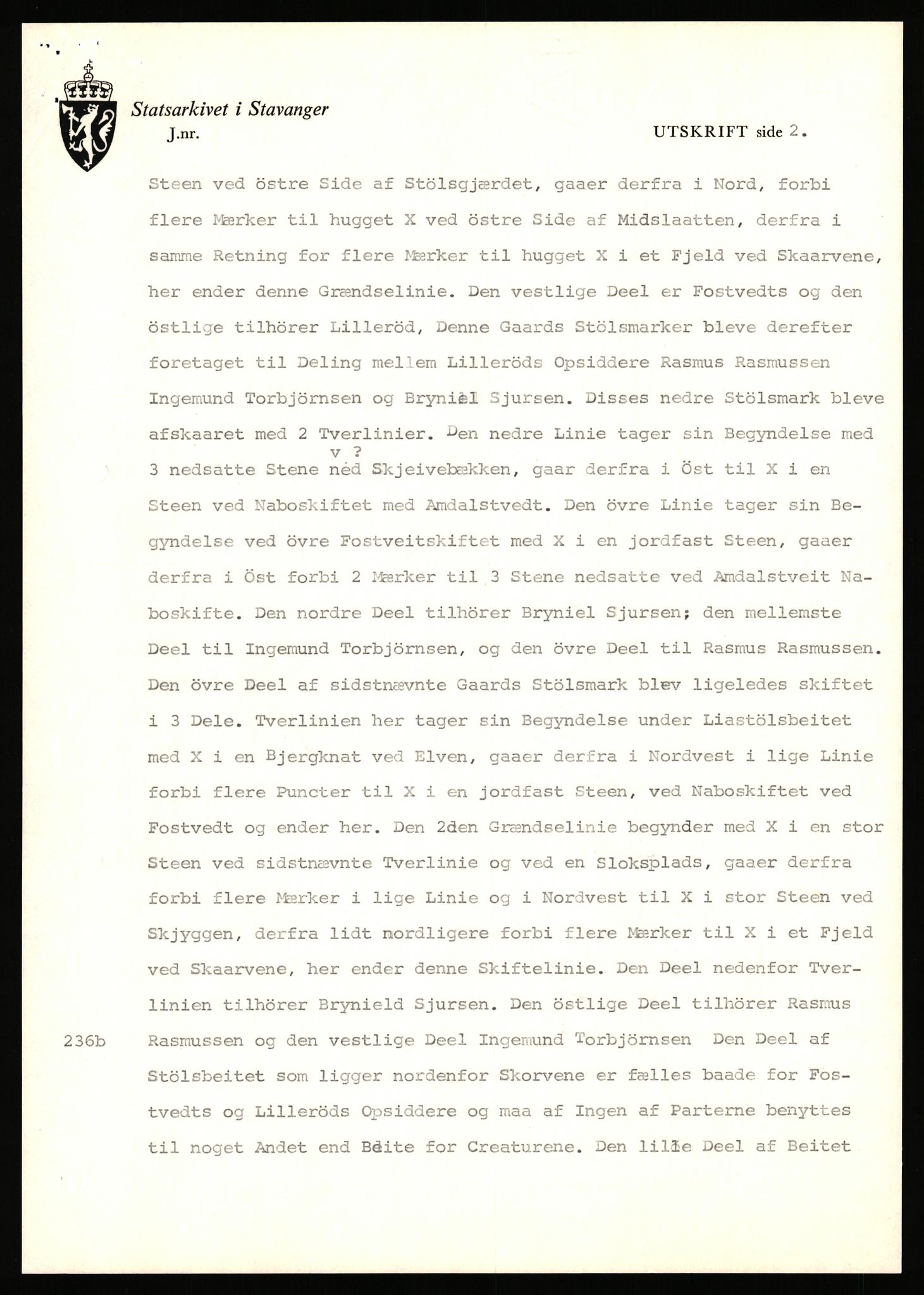 Statsarkivet i Stavanger, AV/SAST-A-101971/03/Y/Yj/L0022: Avskrifter sortert etter gårdsnavn: Foss - Frøiland i Hetland, 1750-1930, p. 277