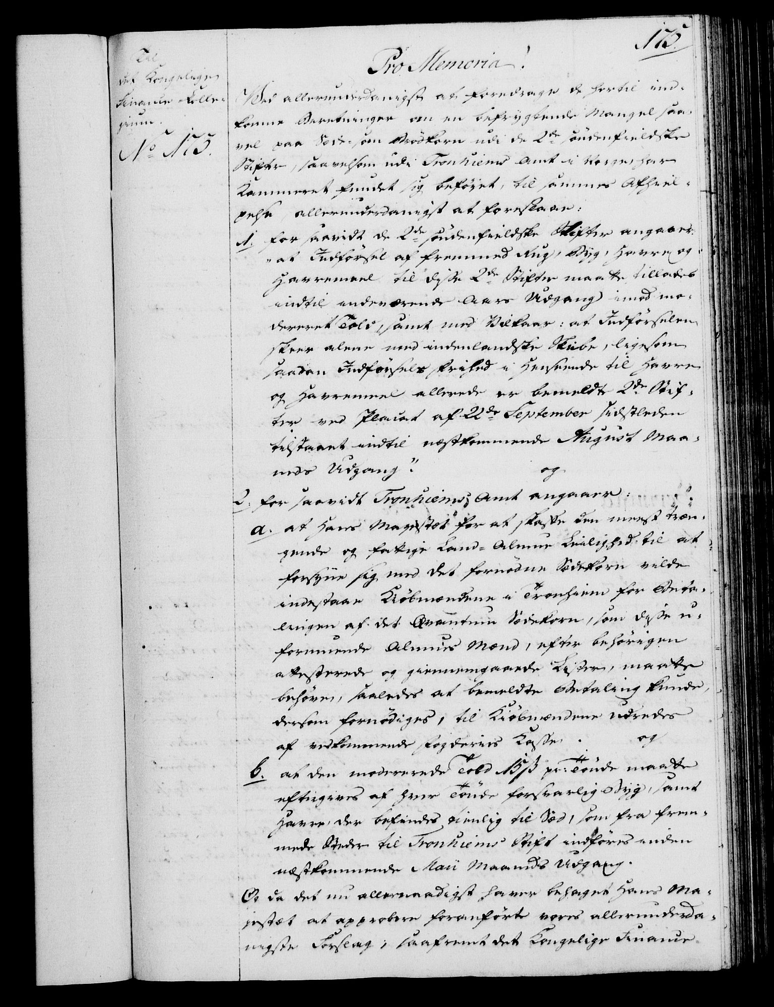 Rentekammeret, Kammerkanselliet, RA/EA-3111/G/Gg/Gga/L0013: Norsk ekspedisjonsprotokoll med register (merket RK 53.13), 1784-1787, p. 175