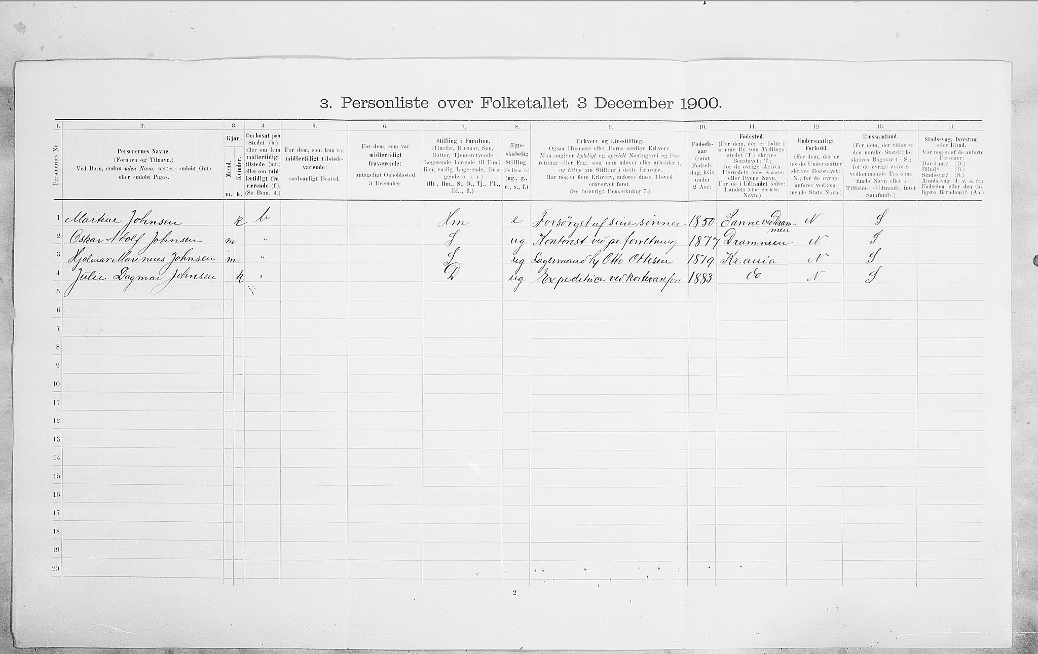 SAO, 1900 census for Kristiania, 1900, p. 92690