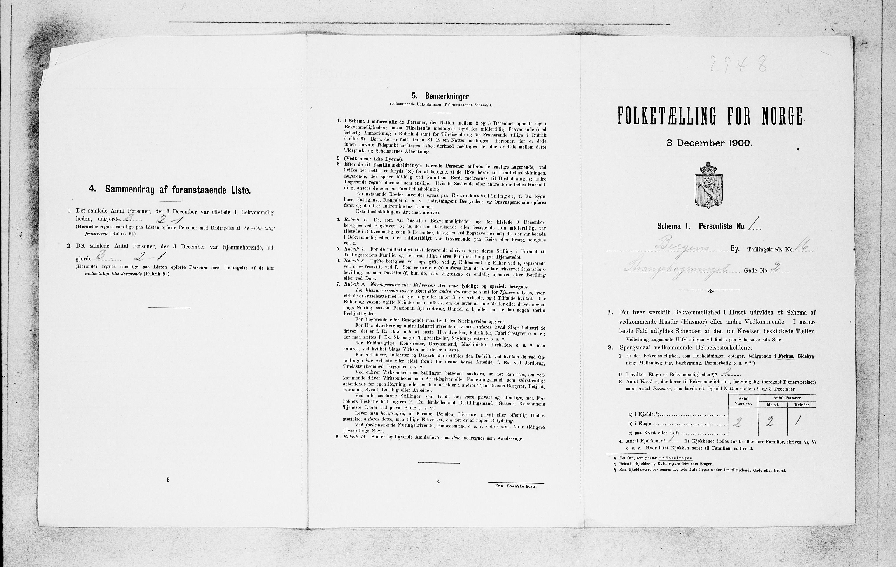 SAB, 1900 census for Bergen, 1900, p. 2943