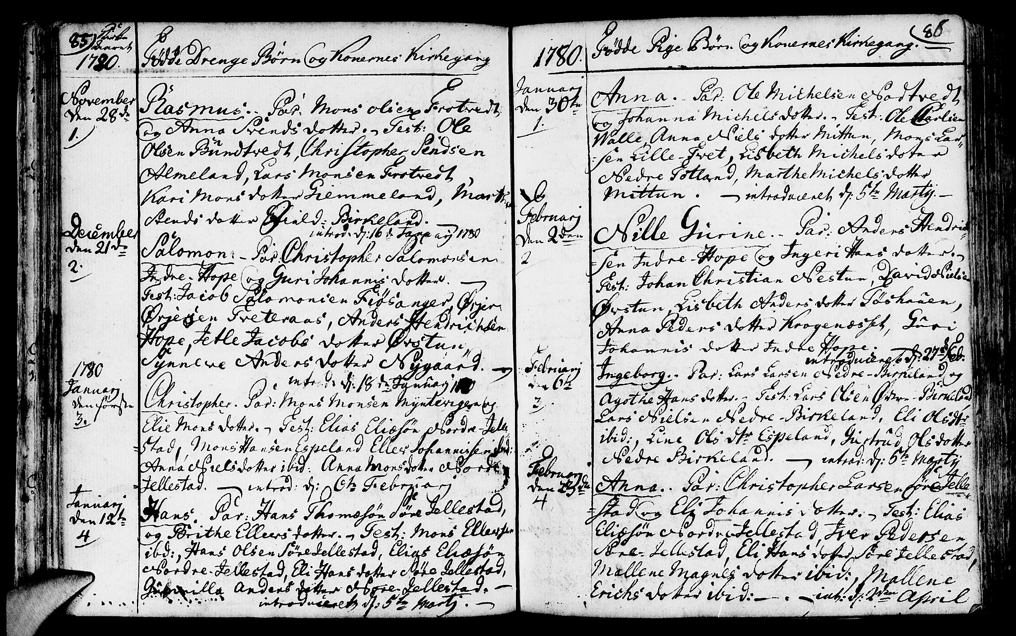 Fana Sokneprestembete, SAB/A-75101/H/Haa/Haaa/L0005: Parish register (official) no. A 5, 1773-1799, p. 85-86