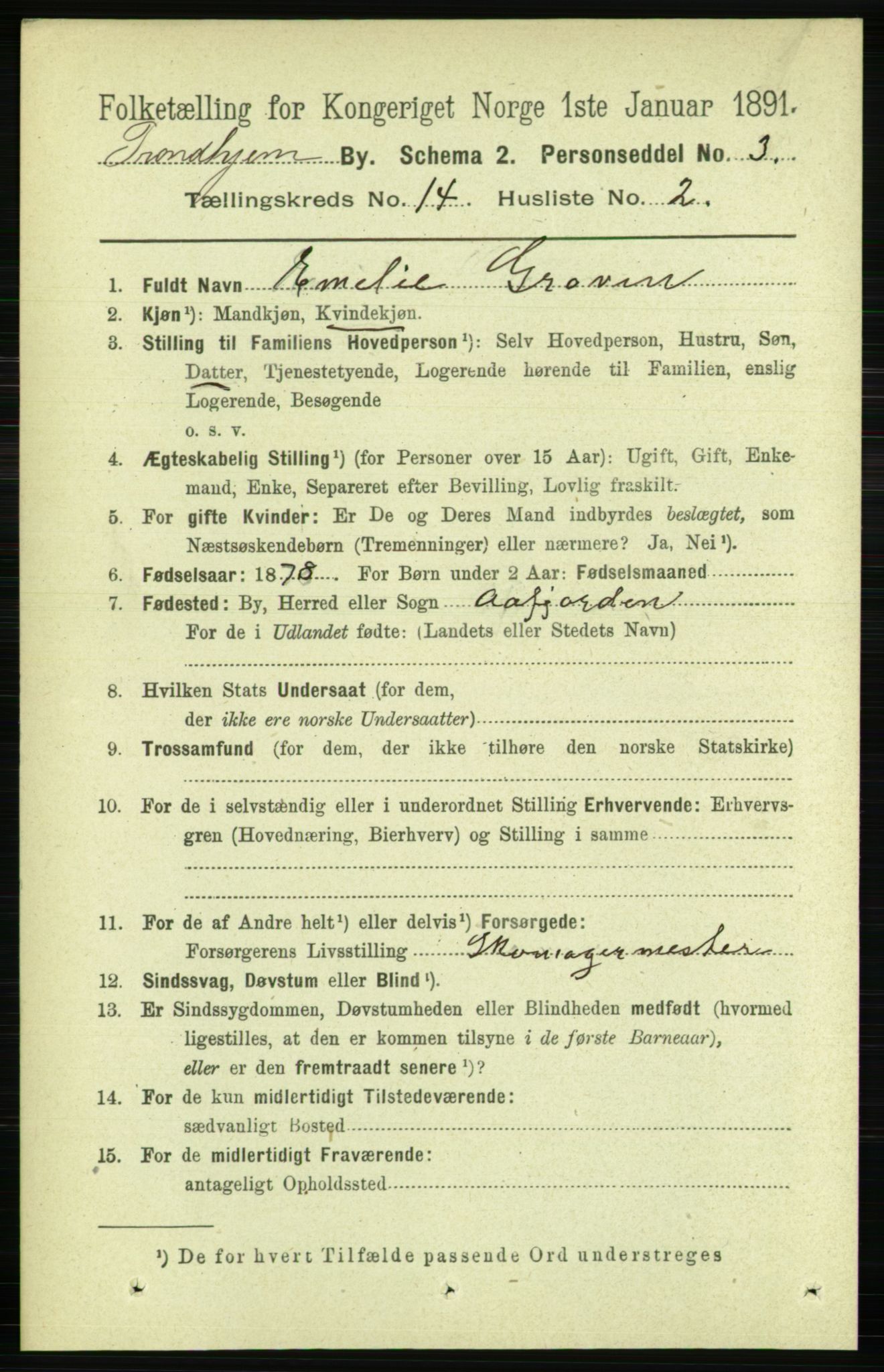 RA, 1891 census for 1601 Trondheim, 1891, p. 10911