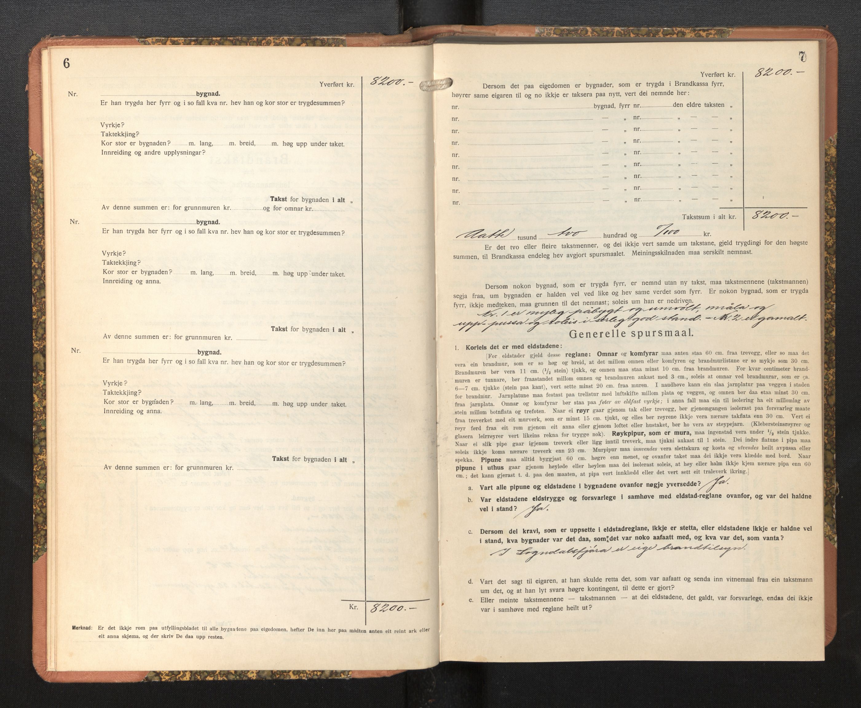 Lensmannen i Sogndal, AV/SAB-A-29901/0012/L0019: Branntakstprotokoll, Sogndalsfjøra, skjematakst, 1944-1954, p. 6-7