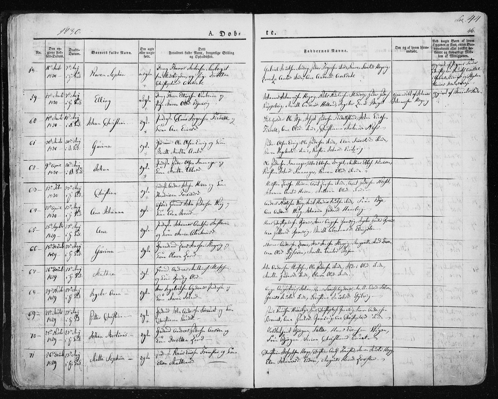 Ministerialprotokoller, klokkerbøker og fødselsregistre - Sør-Trøndelag, SAT/A-1456/659/L0735: Parish register (official) no. 659A05, 1826-1841, p. 44