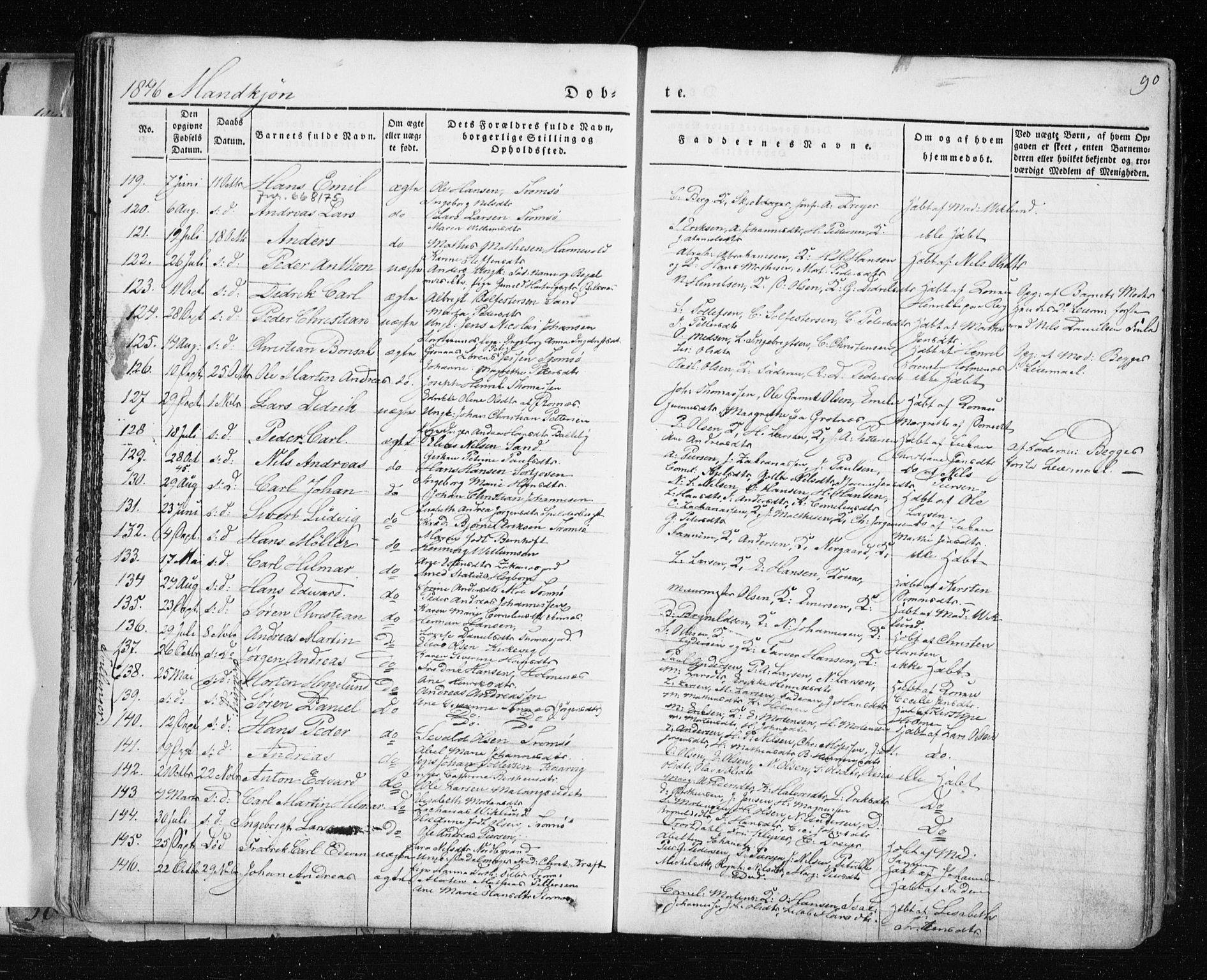 Tromsø sokneprestkontor/stiftsprosti/domprosti, SATØ/S-1343/G/Ga/L0009kirke: Parish register (official) no. 9, 1837-1847, p. 90