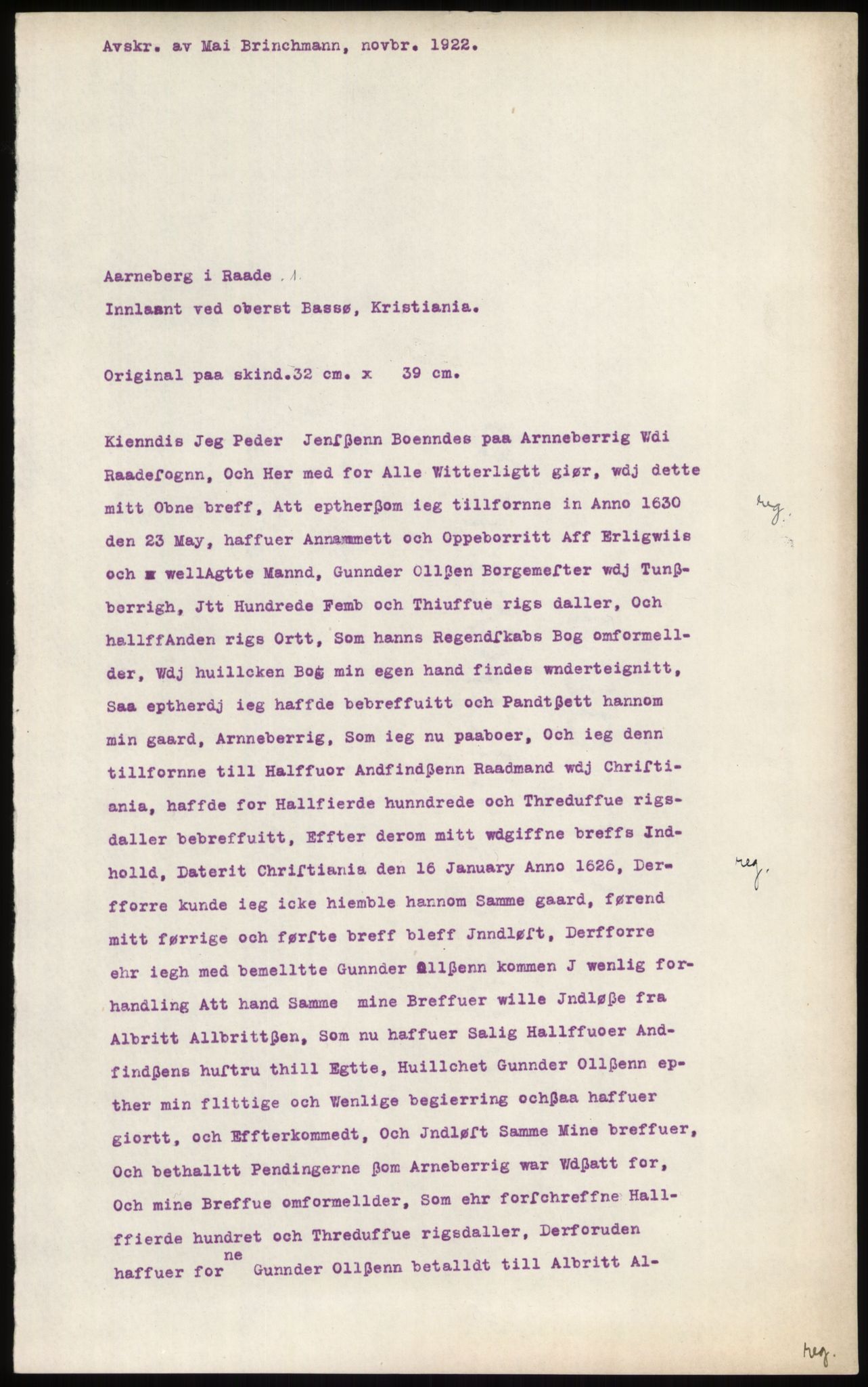 Samlinger til kildeutgivelse, Diplomavskriftsamlingen, RA/EA-4053/H/Ha, p. 19