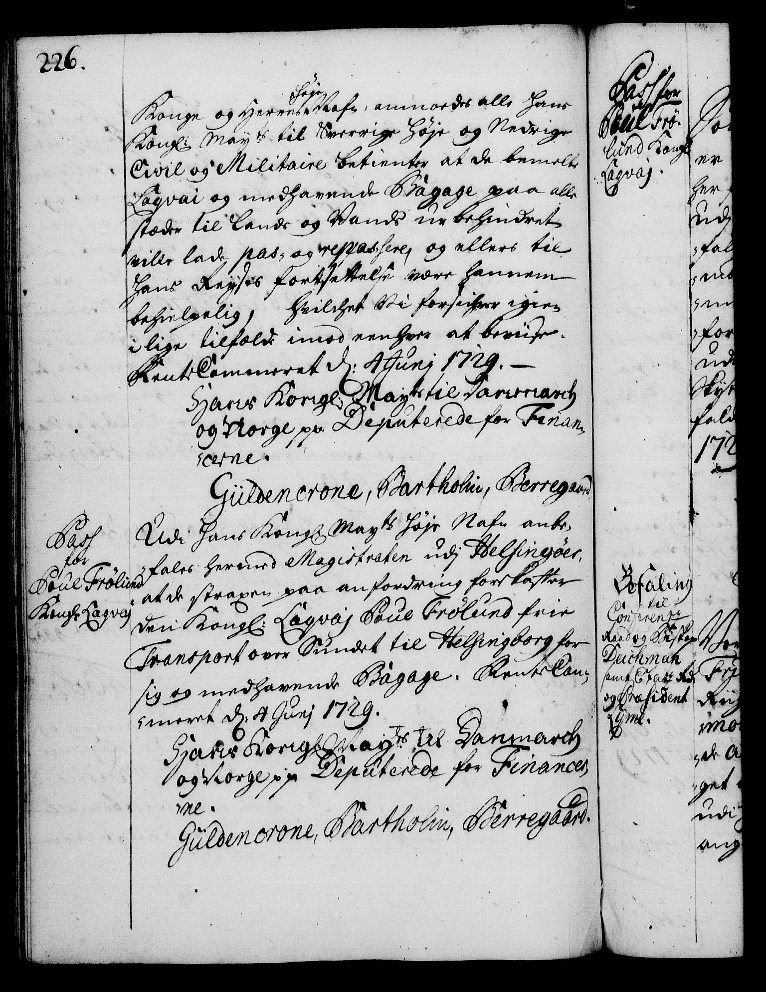 Rentekammeret, Kammerkanselliet, RA/EA-3111/G/Gg/Gga/L0003: Norsk ekspedisjonsprotokoll med register (merket RK 53.3), 1727-1734, p. 226