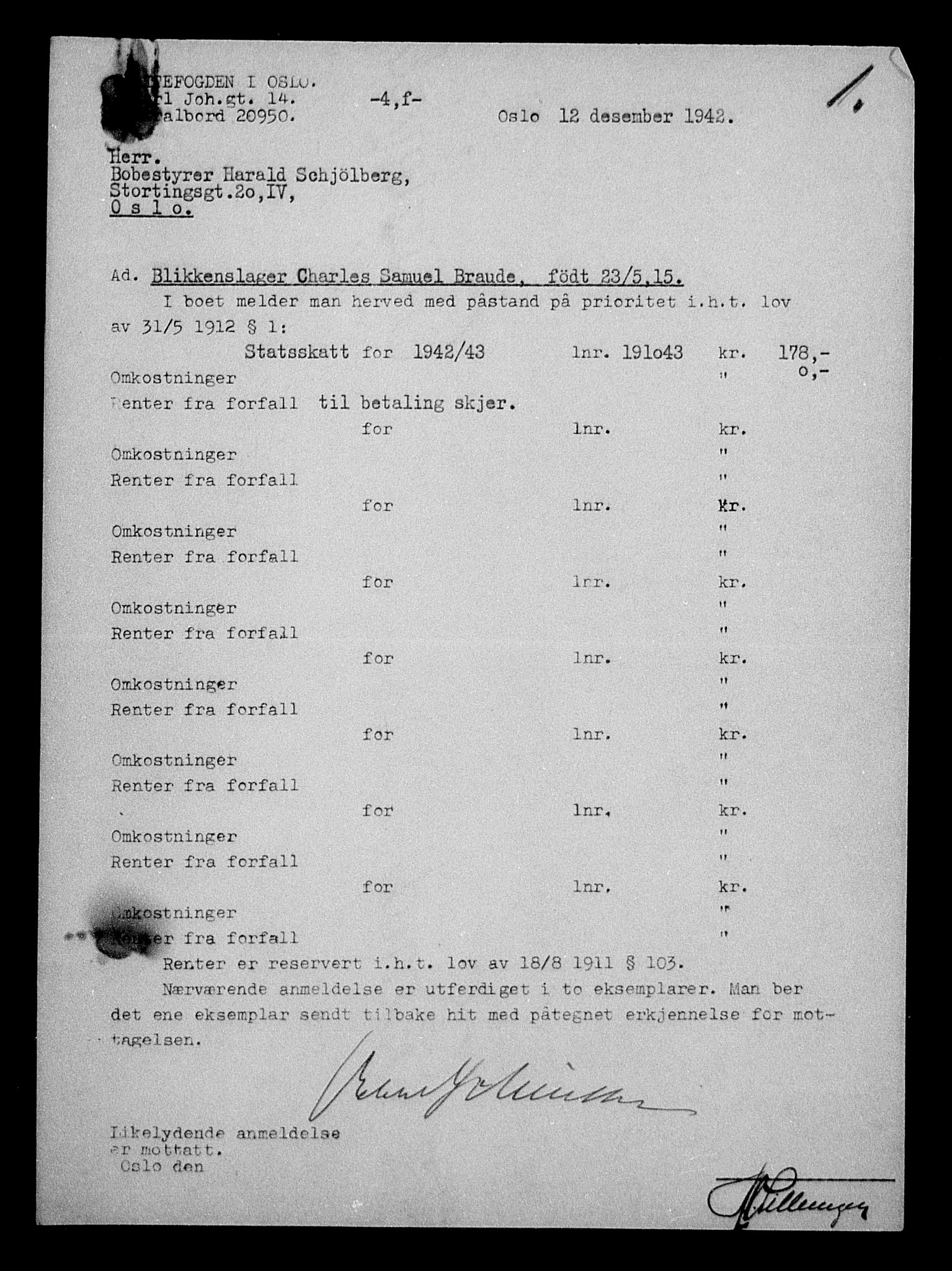 Justisdepartementet, Tilbakeføringskontoret for inndratte formuer, AV/RA-S-1564/H/Hc/Hcc/L0927: --, 1945-1947, p. 590