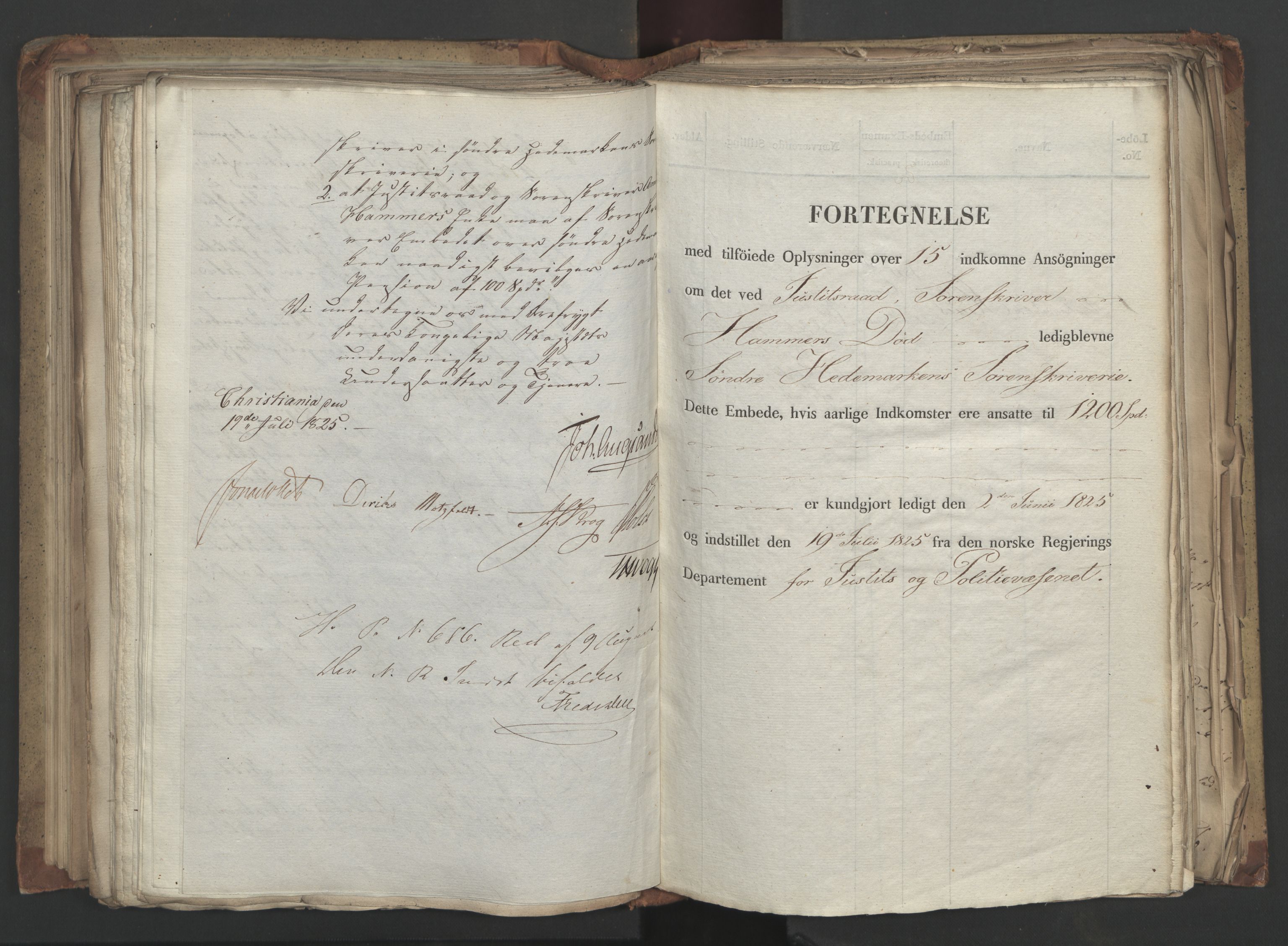 Statsrådsavdelingen i Stockholm, AV/RA-S-1003/D/Da/L0043: Regjeringsinnstillinger nr. 2706-2845, 1825, p. 238