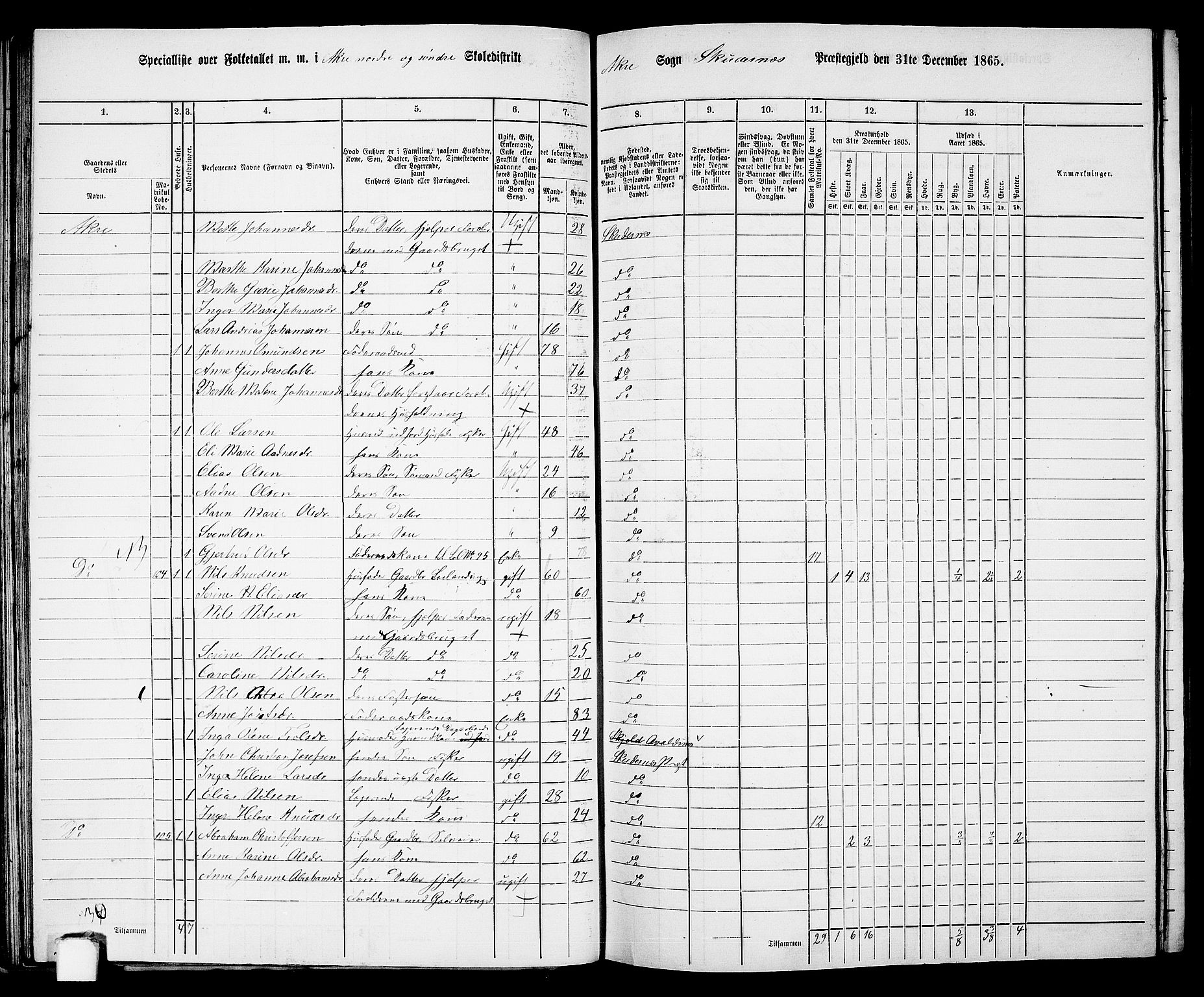 RA, 1865 census for Skudenes, 1865, p. 61