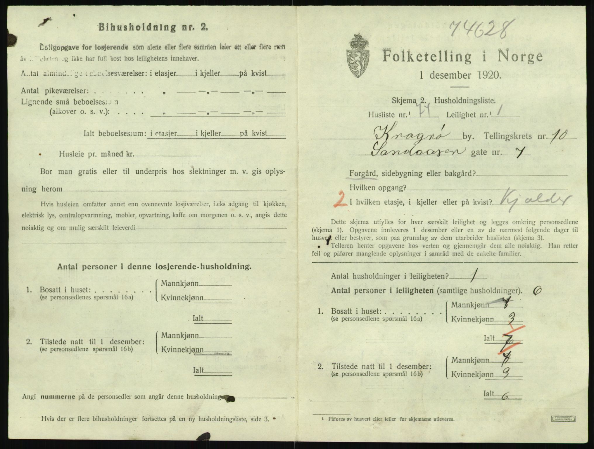 SAKO, 1920 census for Kragerø, 1920, p. 4377