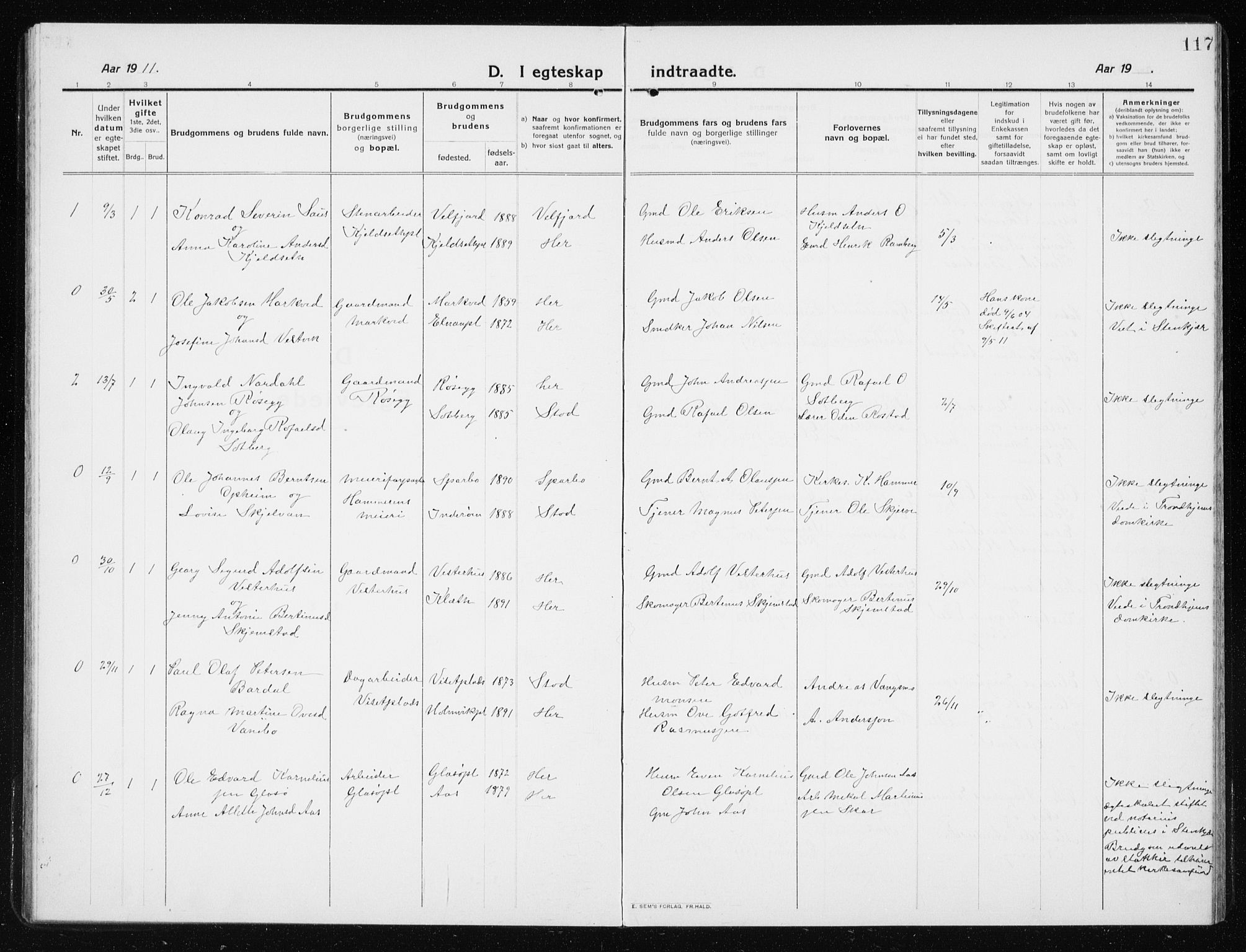 Ministerialprotokoller, klokkerbøker og fødselsregistre - Nord-Trøndelag, SAT/A-1458/741/L0402: Parish register (copy) no. 741C03, 1911-1926, p. 117