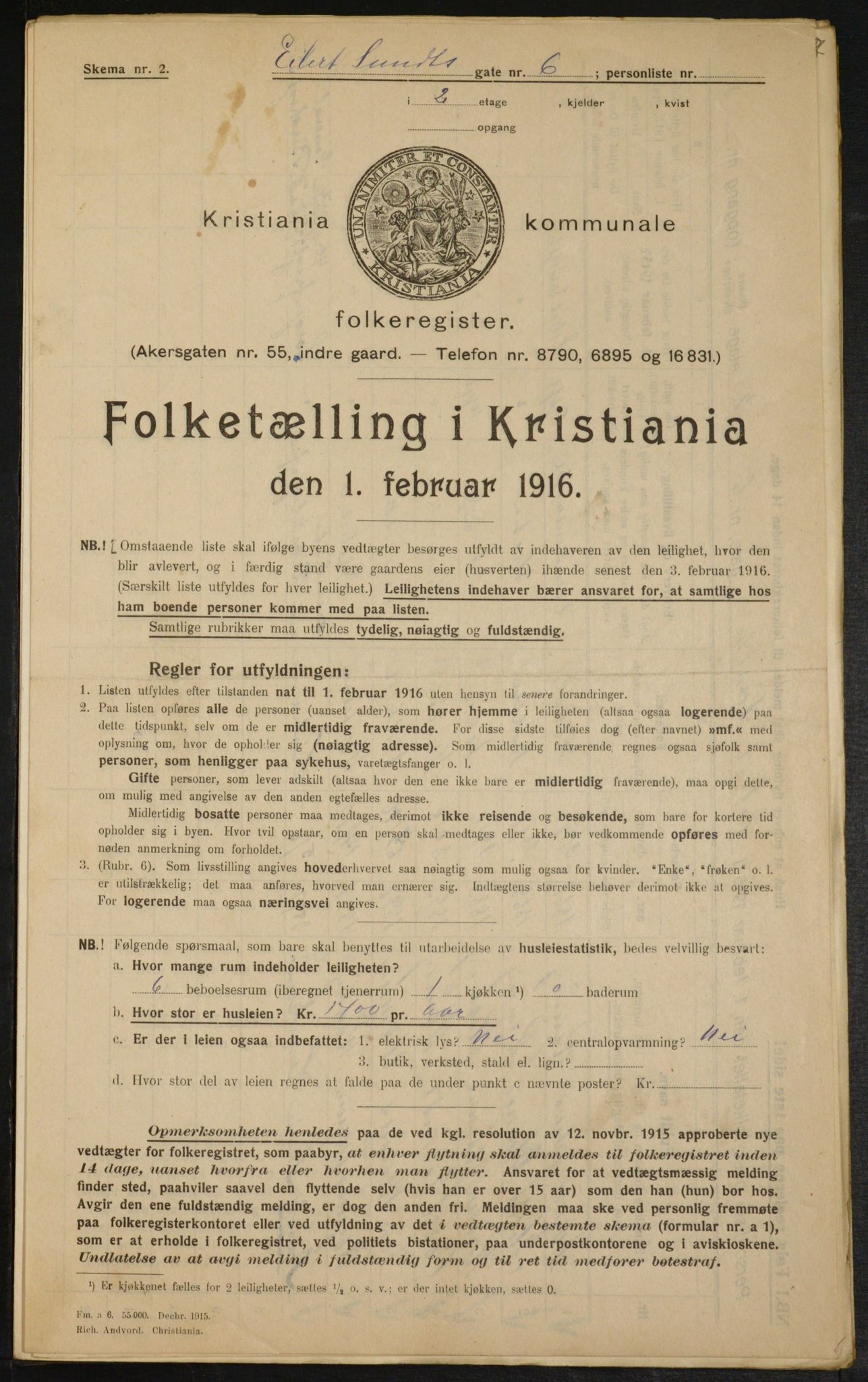 OBA, Municipal Census 1916 for Kristiania, 1916, p. 19206