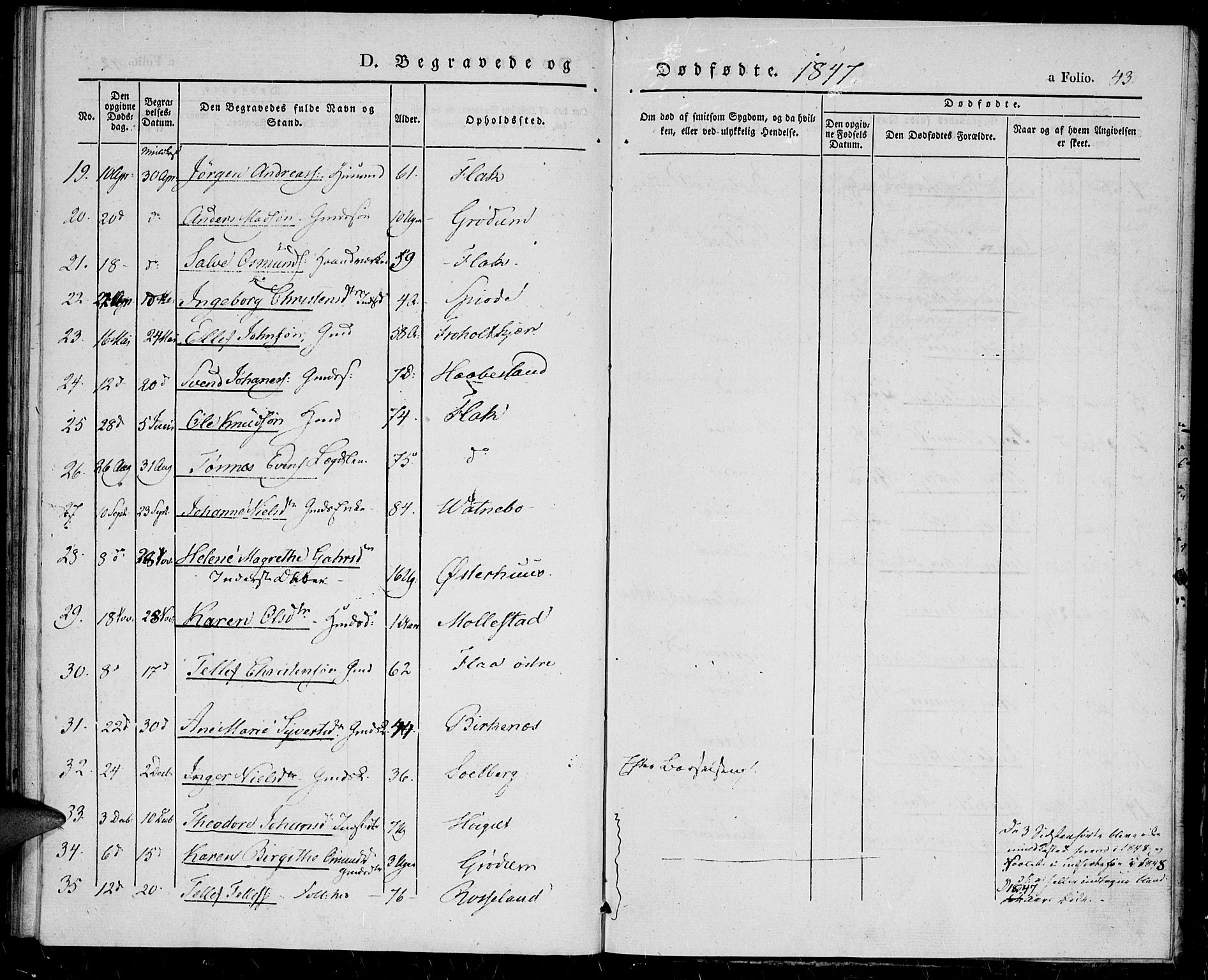 Birkenes sokneprestkontor, SAK/1111-0004/F/Fa/L0002: Parish register (official) no. A 2, 1839-1849, p. 43