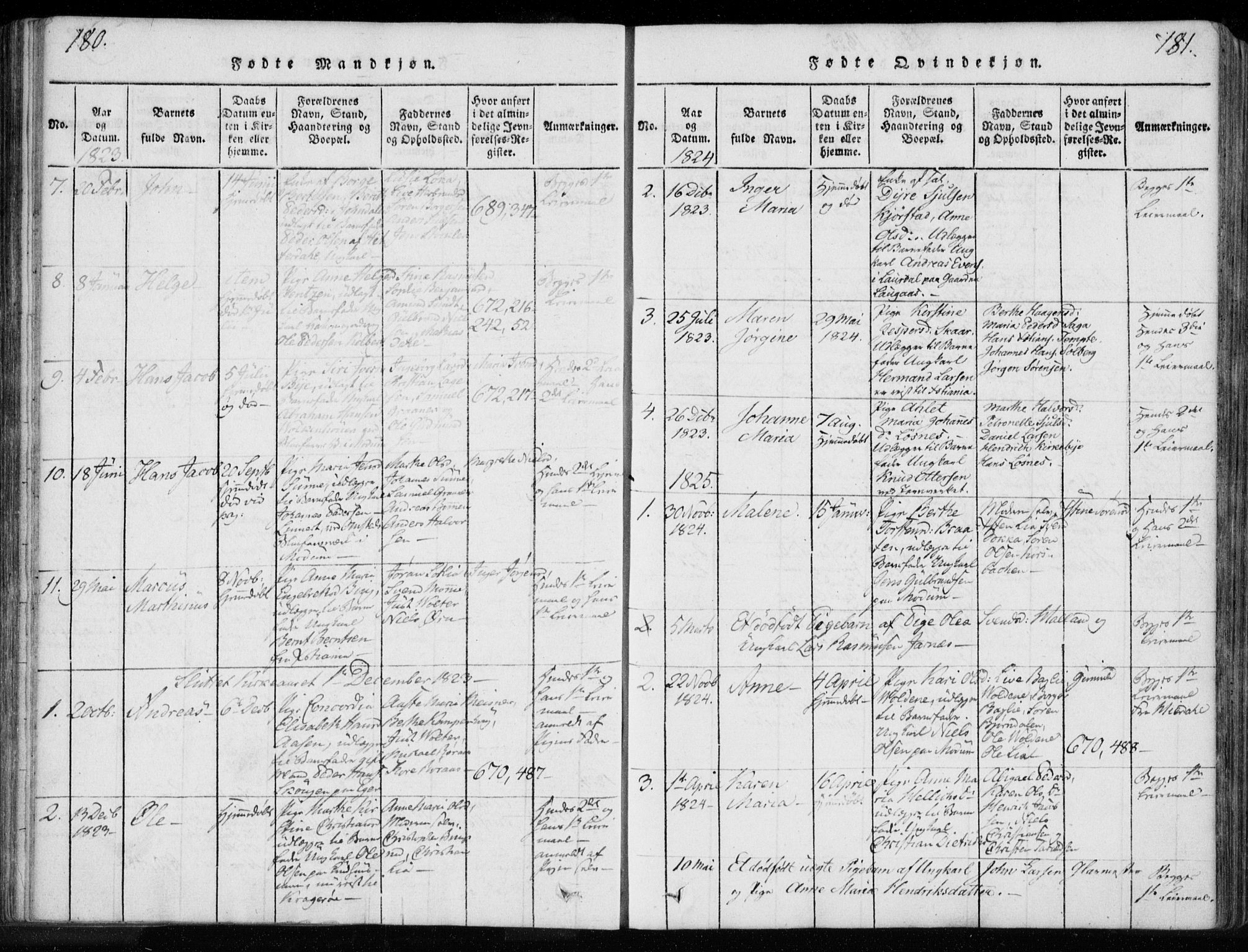 Kongsberg kirkebøker, SAKO/A-22/F/Fa/L0008: Parish register (official) no. I 8, 1816-1839, p. 180-181