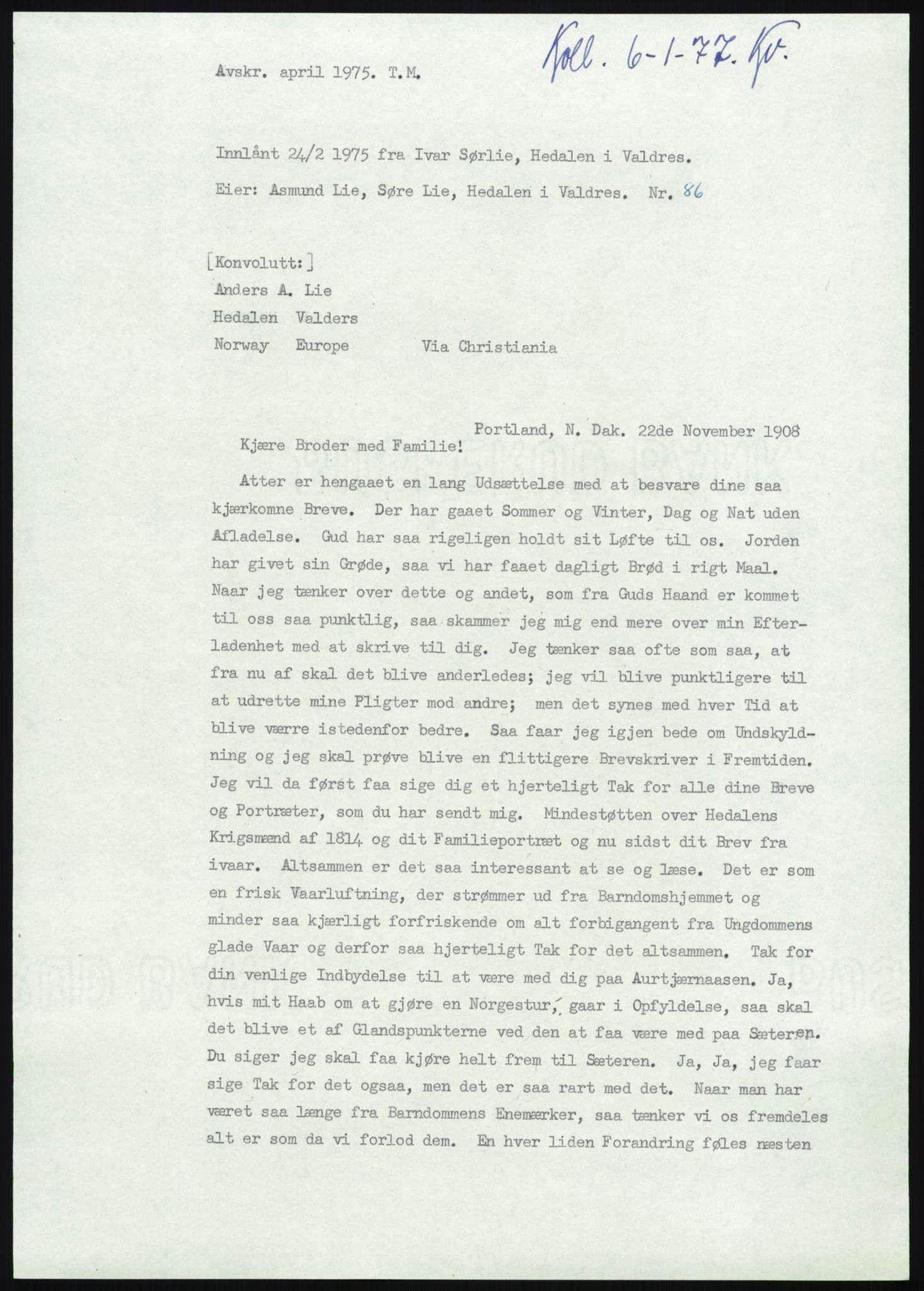 Samlinger til kildeutgivelse, Amerikabrevene, AV/RA-EA-4057/F/L0013: Innlån fra Oppland: Lie (brevnr 79-115) - Nordrum, 1838-1914, p. 101