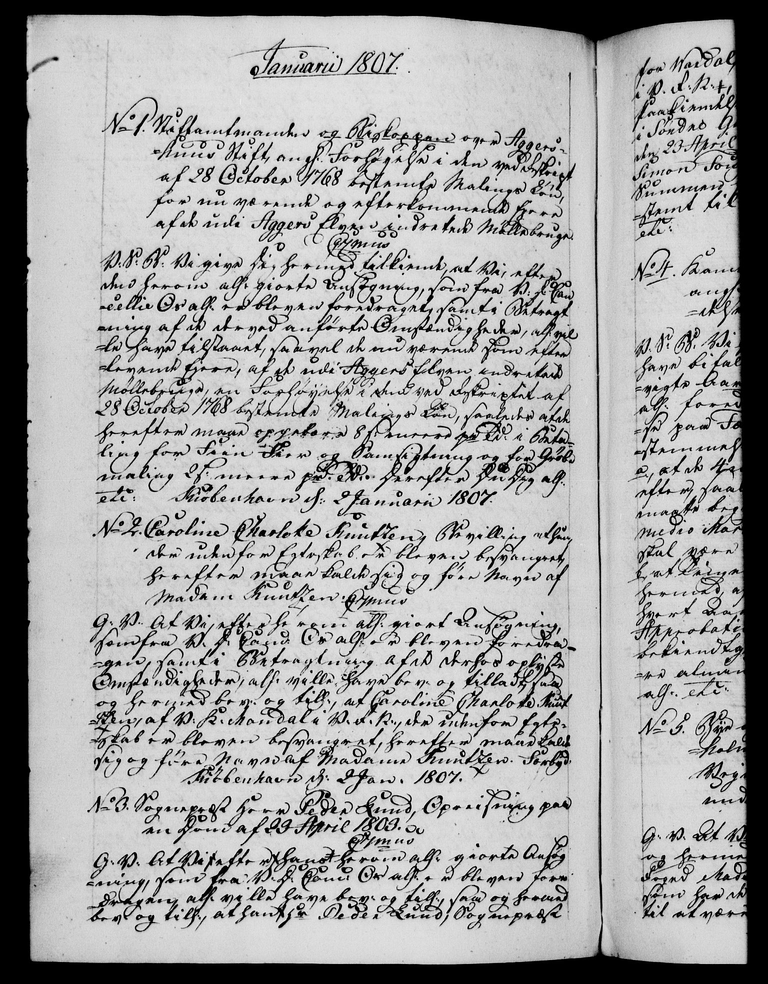 Danske Kanselli 1800-1814, RA/EA-3024/H/Hf/Hfb/Hfba/L0003: Registranter, 1805-1807, p. 303b