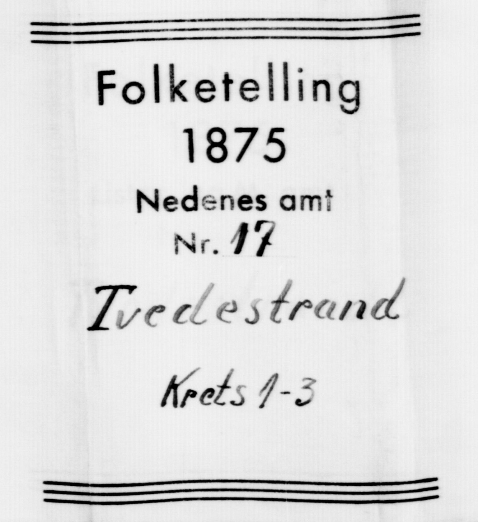 SAK, 1875 census for 0902B Holt/Tvedestrand, 1875, p. 6