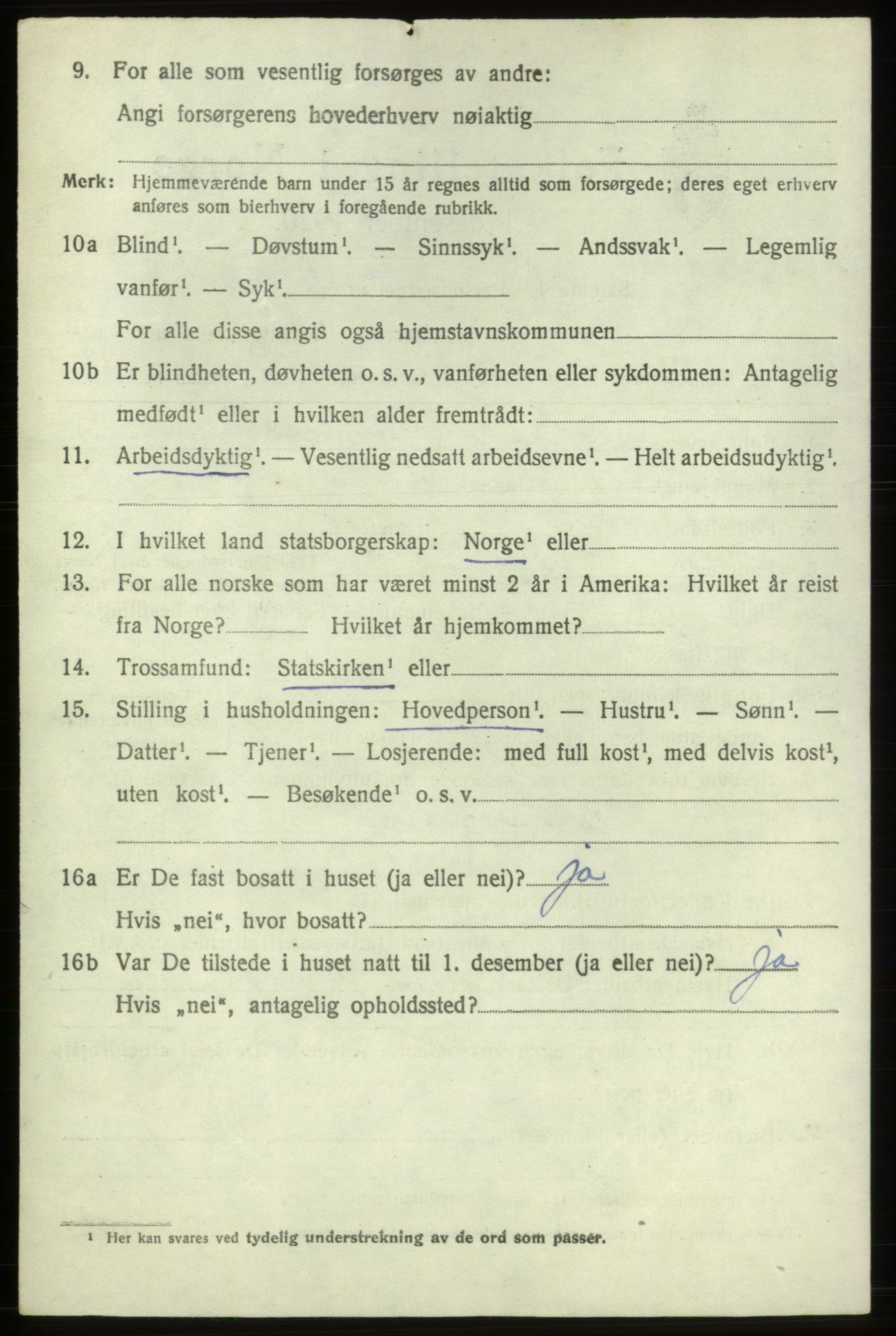 SAB, 1920 census for Stord, 1920, p. 6988