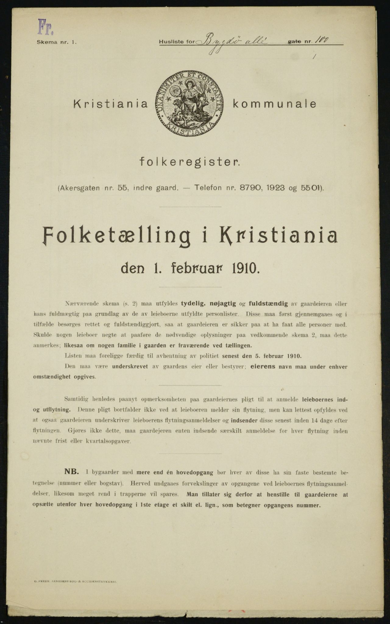 OBA, Municipal Census 1910 for Kristiania, 1910, p. 10560