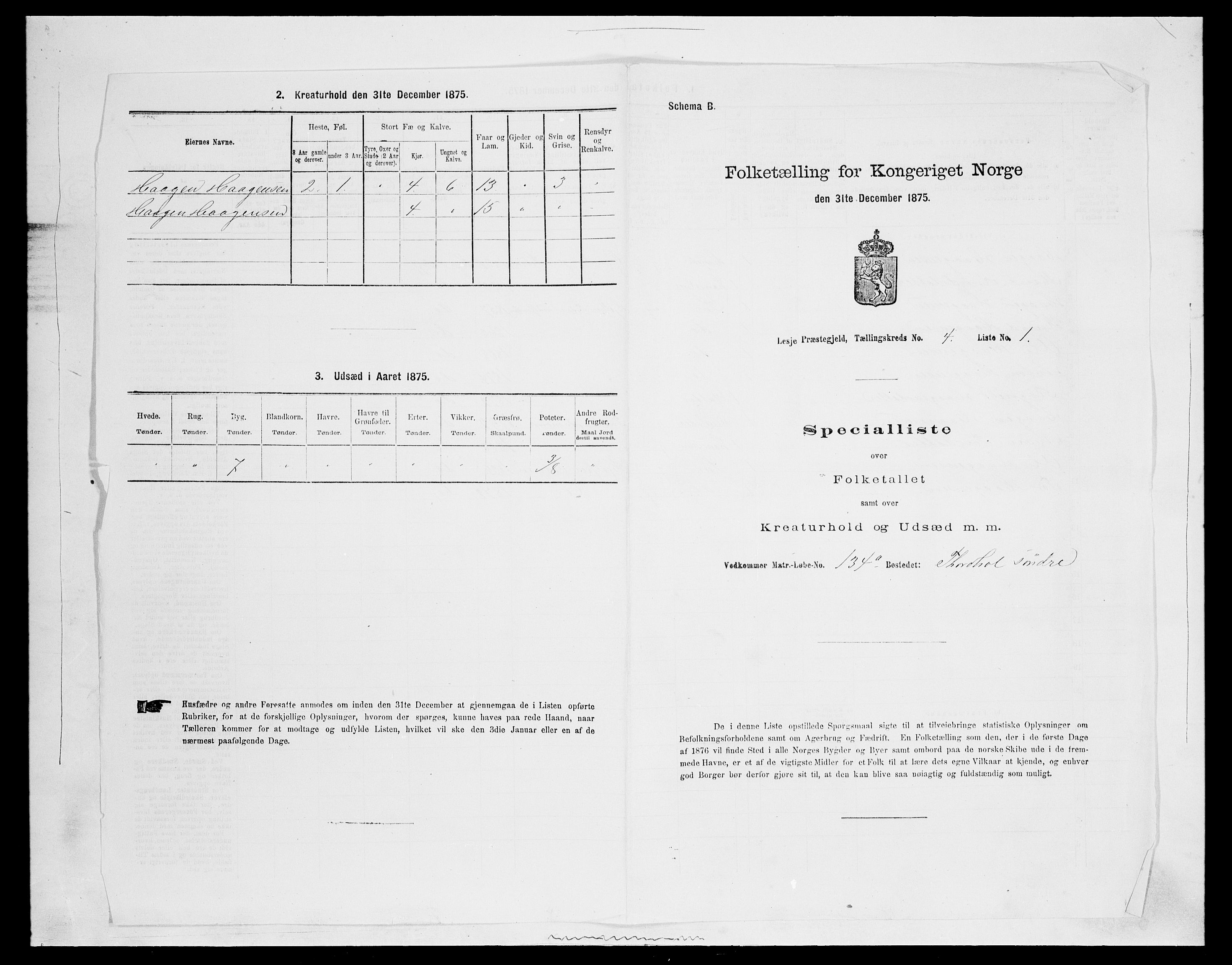 SAH, 1875 census for 0512P Lesja, 1875, p. 545