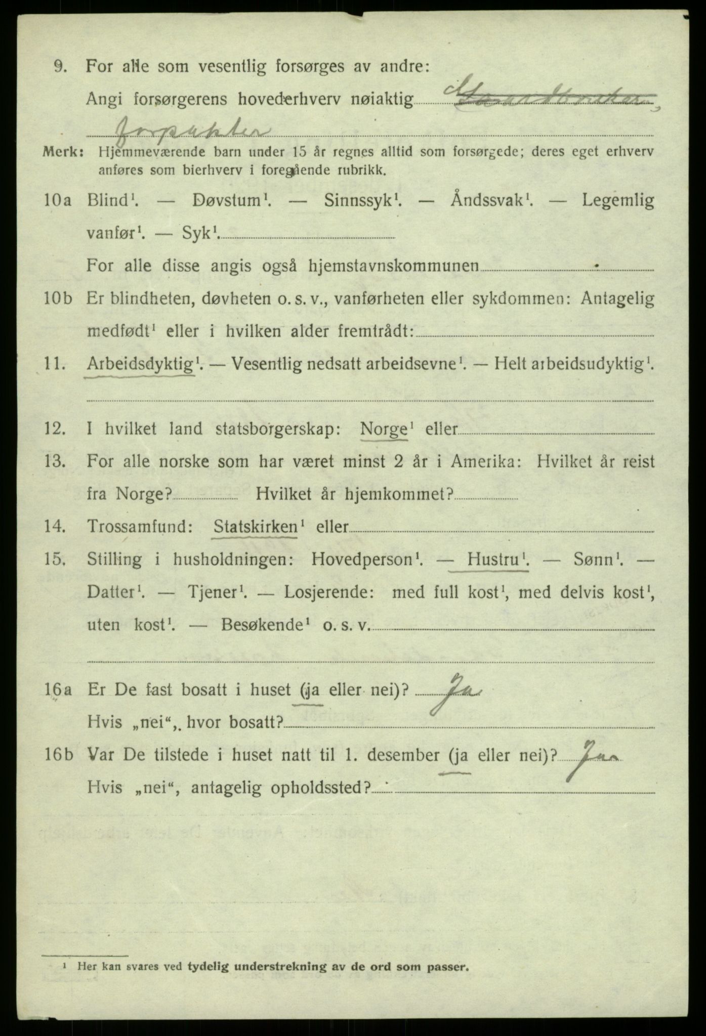 SAB, 1920 census for Ullensvang, 1920, p. 2371