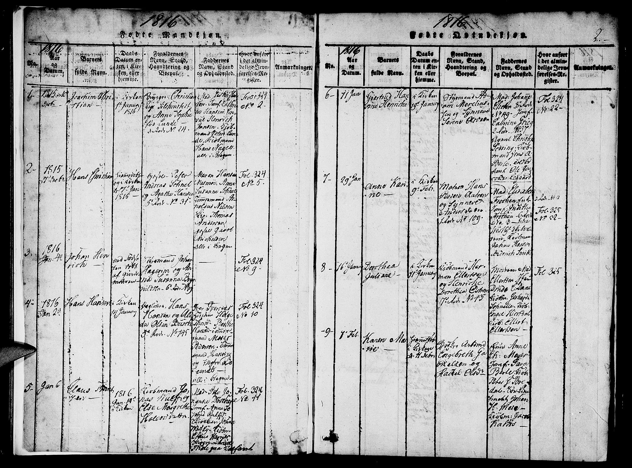 Nykirken Sokneprestembete, AV/SAB-A-77101/H/Haa/L0011: Parish register (official) no. A 11, 1816-1821, p. 2