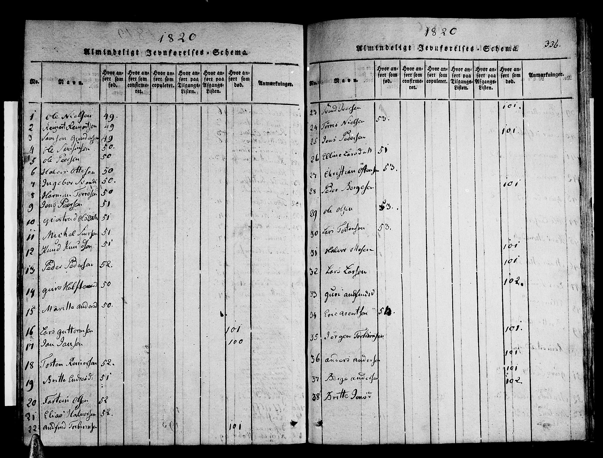 Stord sokneprestembete, SAB/A-78201/H/Haa: Parish register (official) no. A 5, 1816-1825, p. 336
