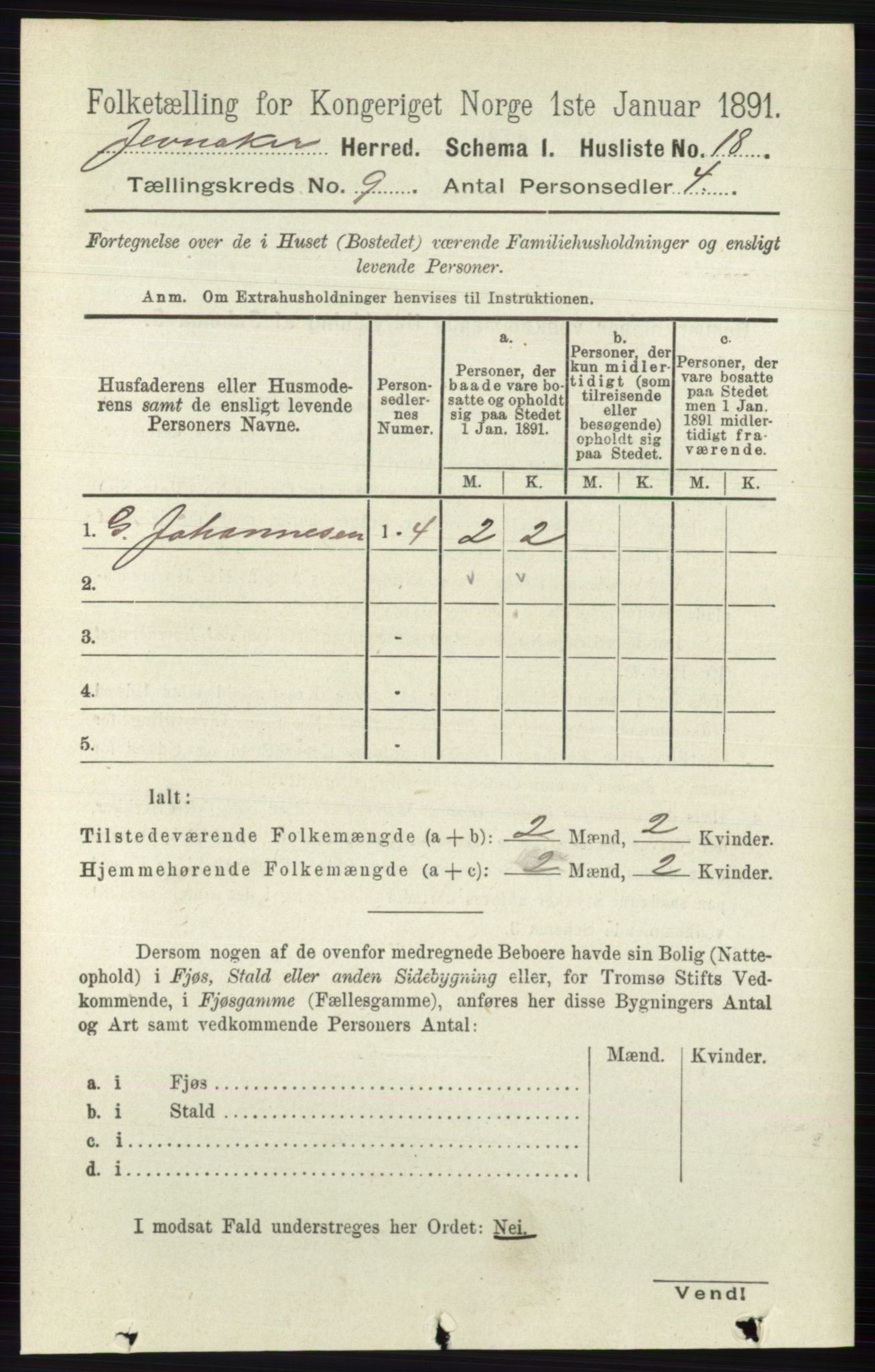 RA, 1891 census for 0532 Jevnaker, 1891, p. 4893