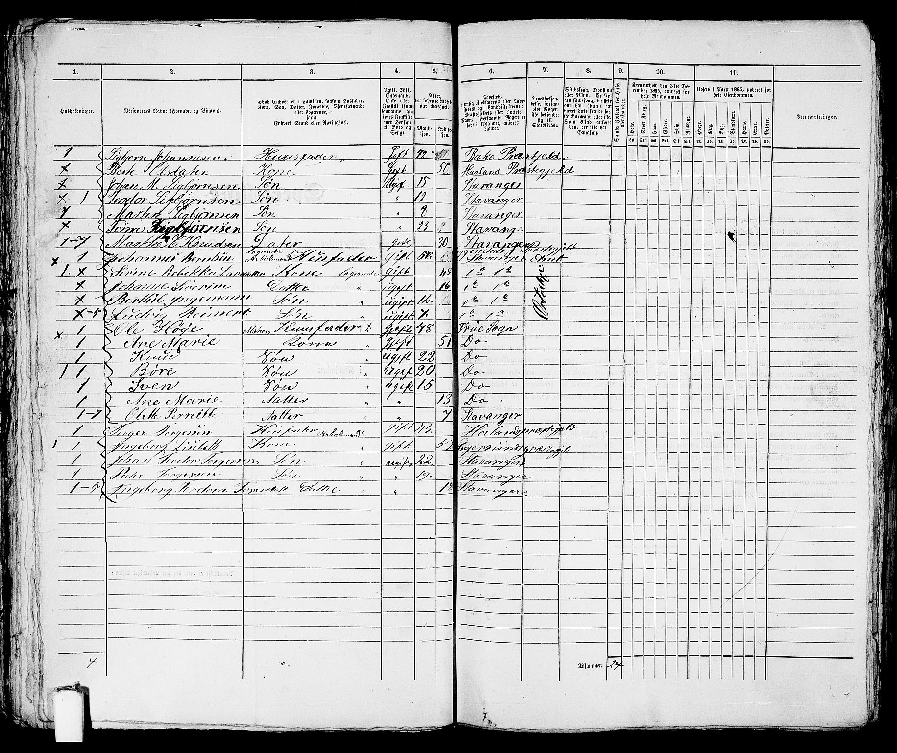 RA, 1865 census for Stavanger, 1865, p. 1108