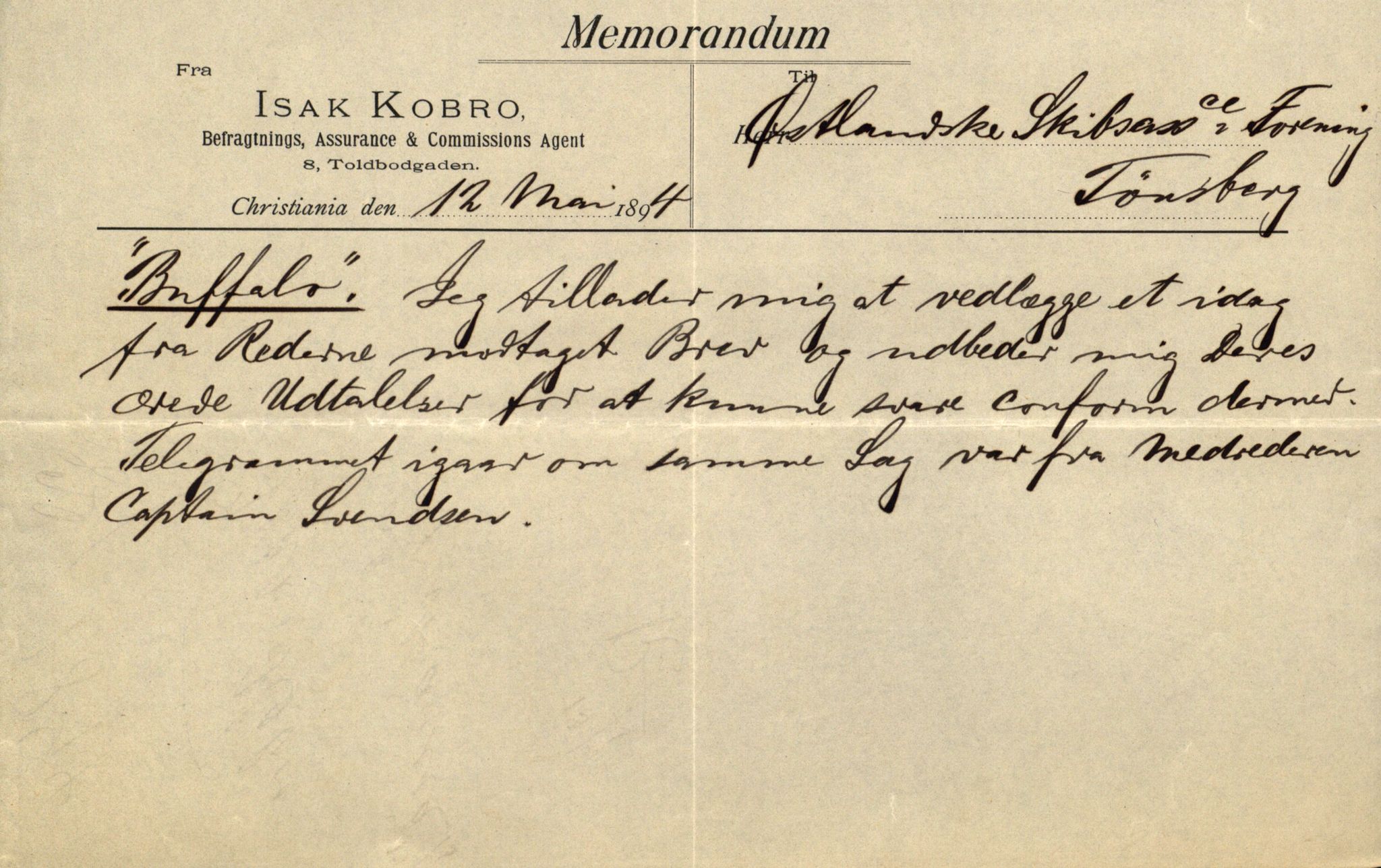 Pa 63 - Østlandske skibsassuranceforening, VEMU/A-1079/G/Ga/L0029/0009: Havaridokumenter / Anette, Agathe, Agra, Buffalo, 1893, p. 38