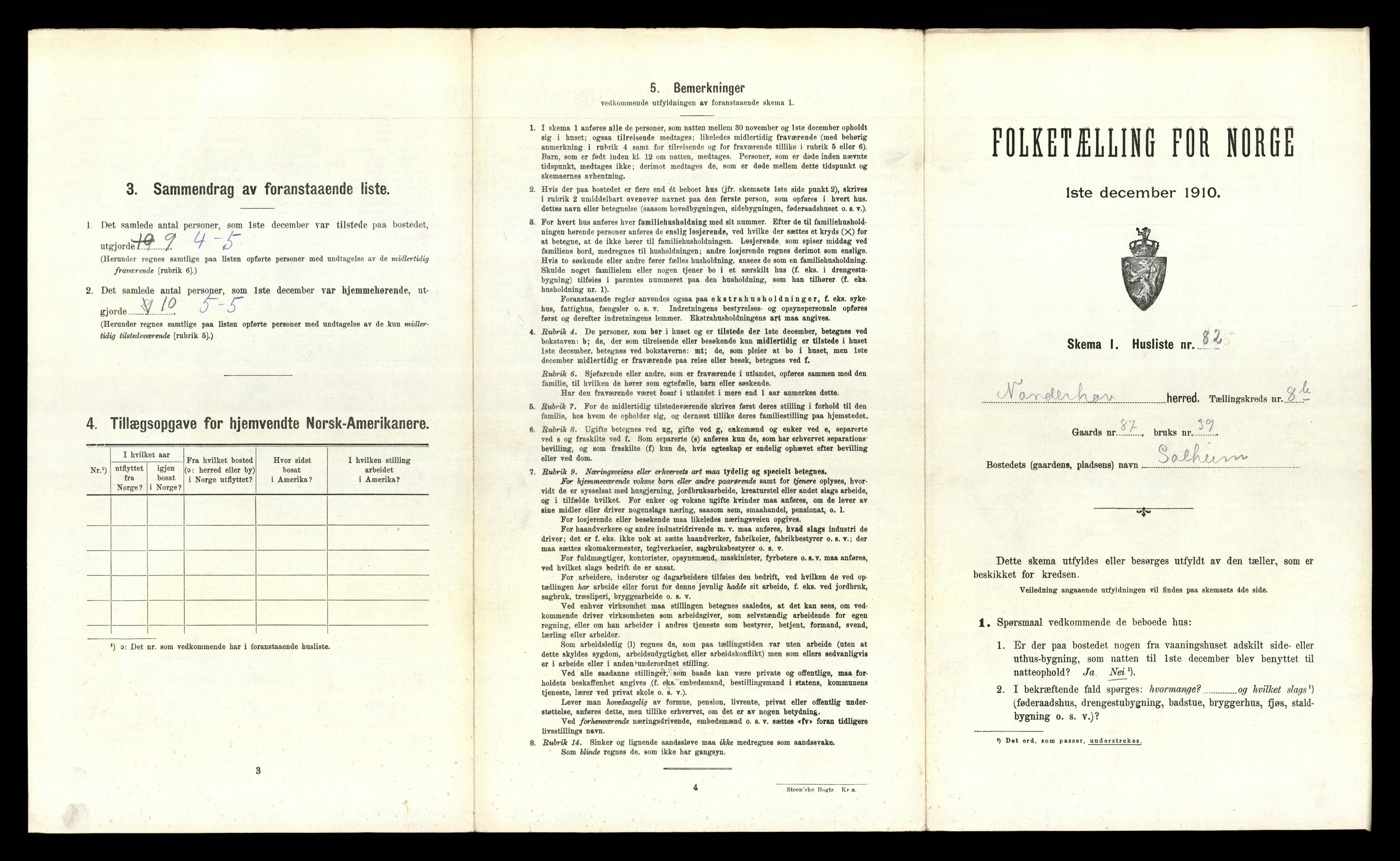 RA, 1910 census for Norderhov, 1910, p. 1922