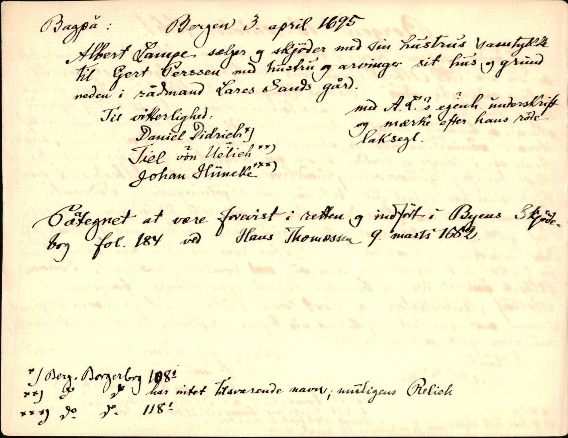 Riksarkivets diplomsamling, AV/RA-EA-5965/F35/F35d/L0005: Innlånte diplomer, seddelregister, 1661-1690, p. 20