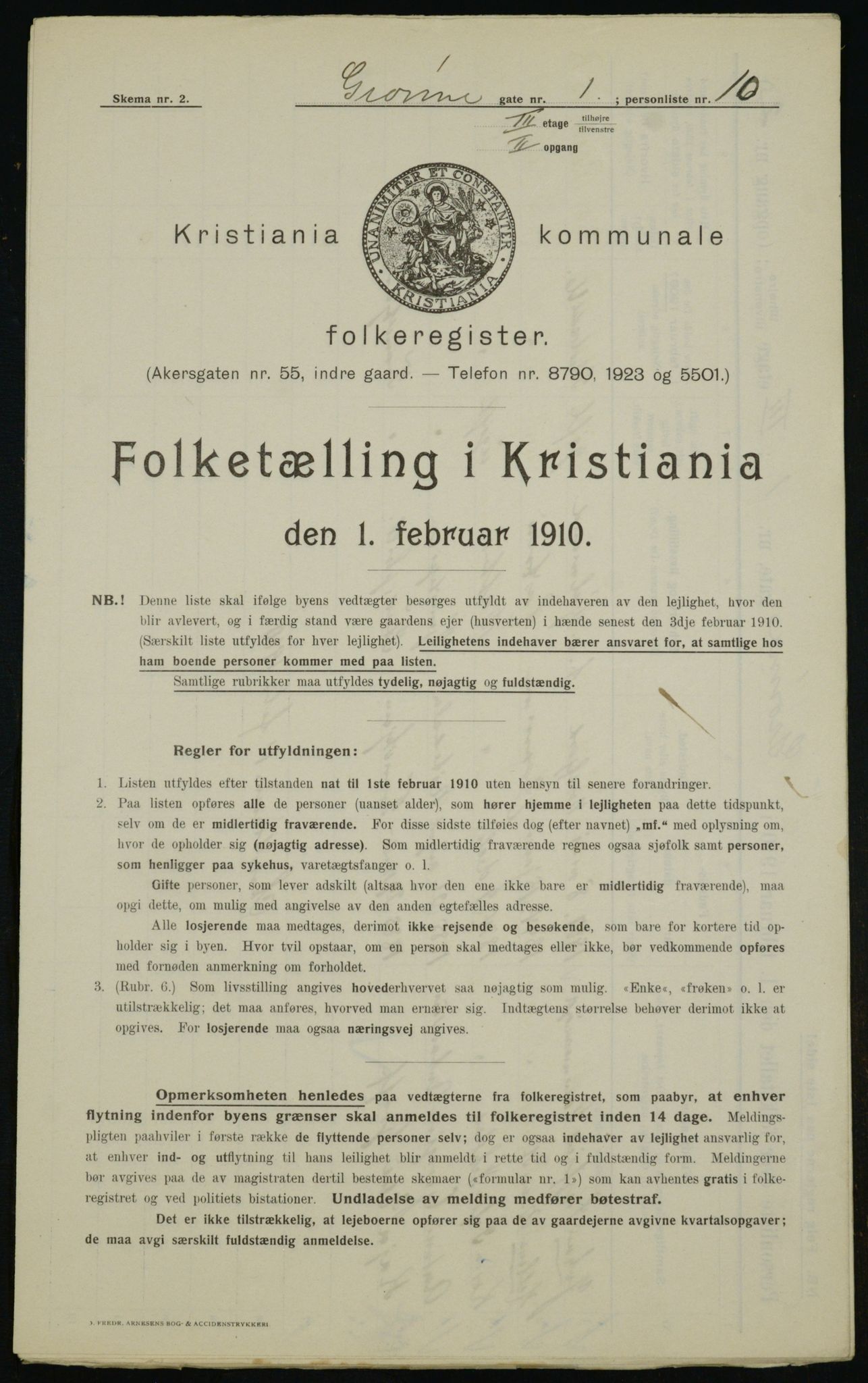 OBA, Municipal Census 1910 for Kristiania, 1910, p. 30976