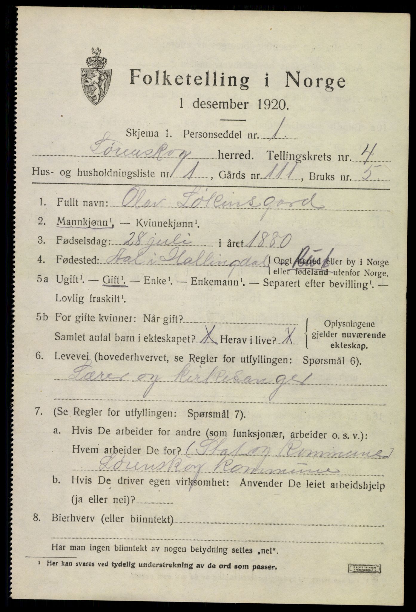 SAO, 1920 census for Lørenskog, 1920, p. 3441
