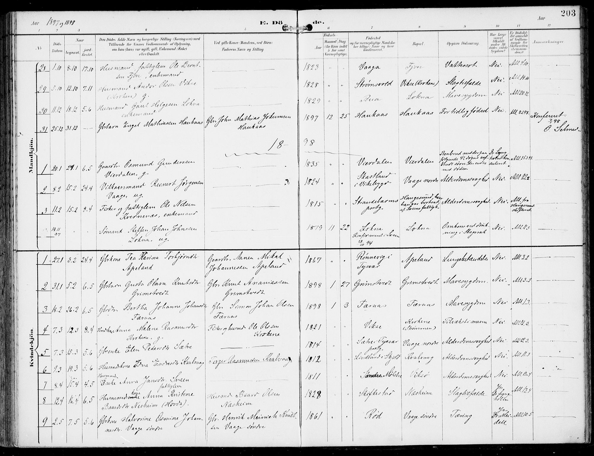 Sveio Sokneprestembete, SAB/A-78501/H/Haa: Parish register (official) no. B  3, 1894-1906, p. 203
