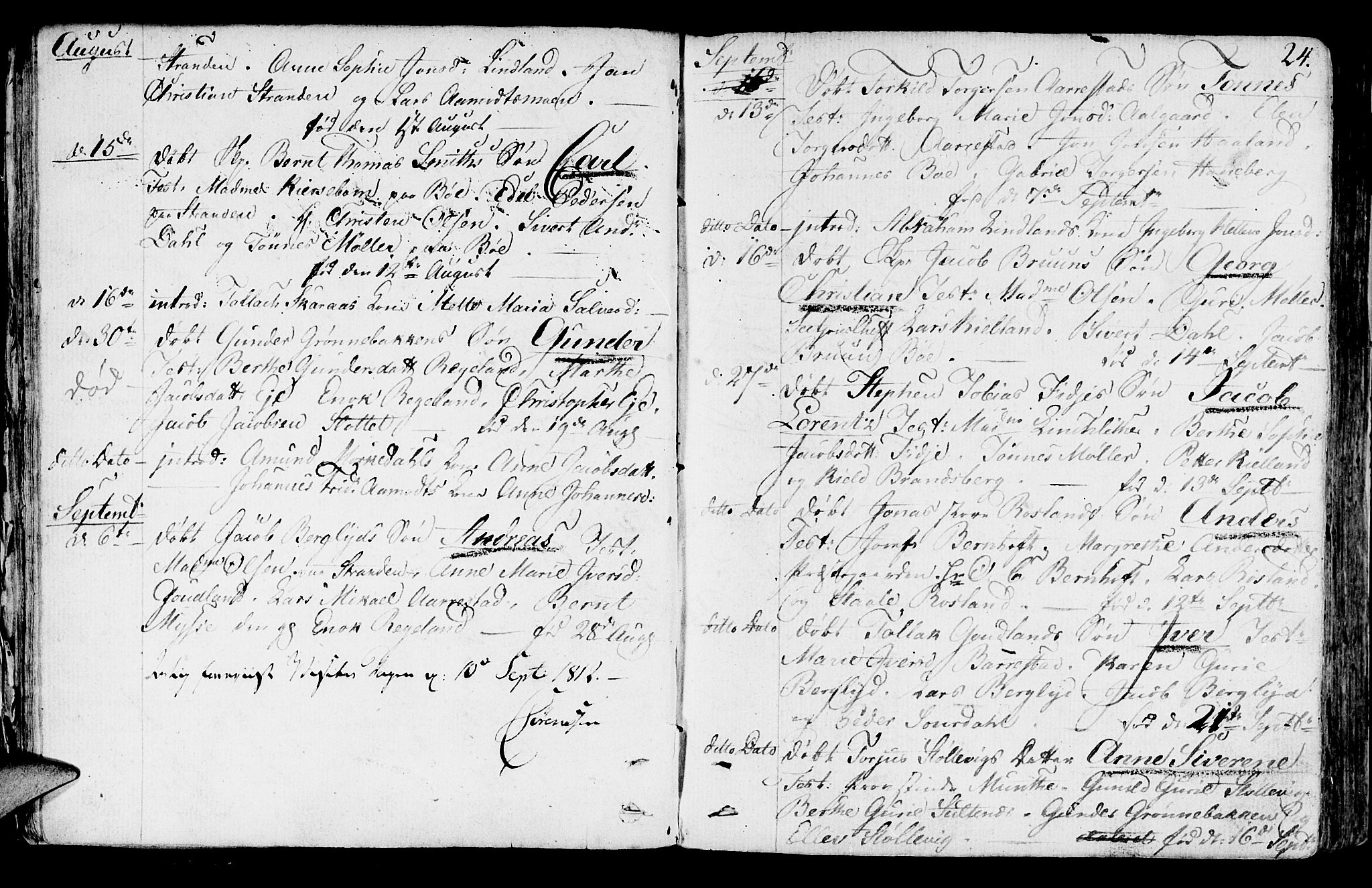 Sokndal sokneprestkontor, AV/SAST-A-101808: Parish register (official) no. A 5, 1806-1826, p. 24