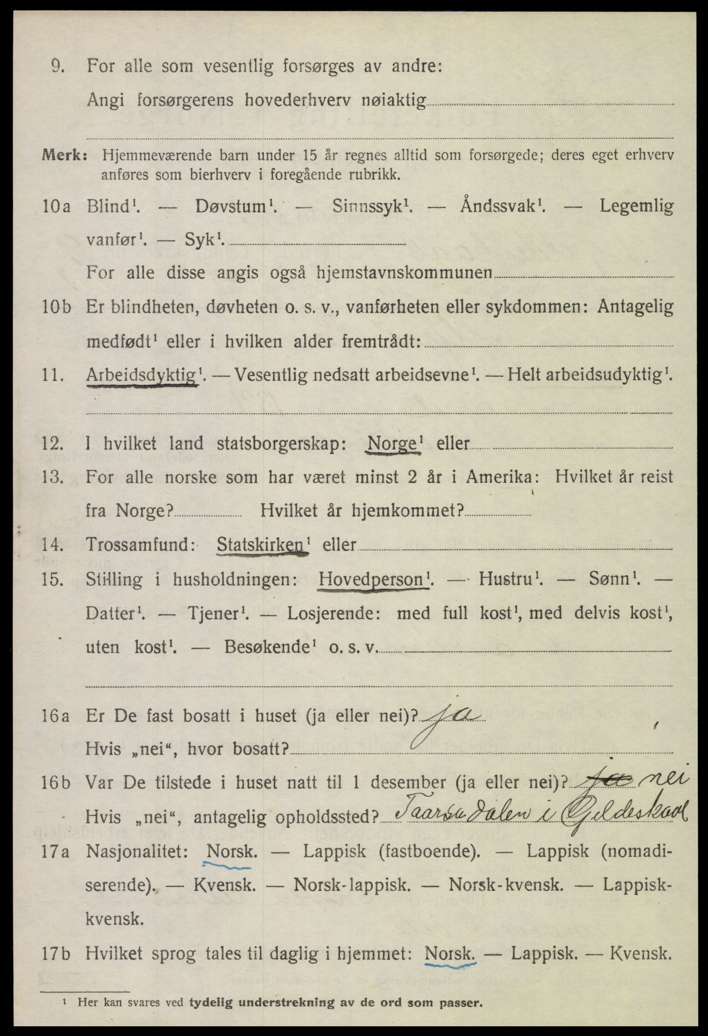 SAT, 1920 census for Gildeskål, 1920, p. 5807