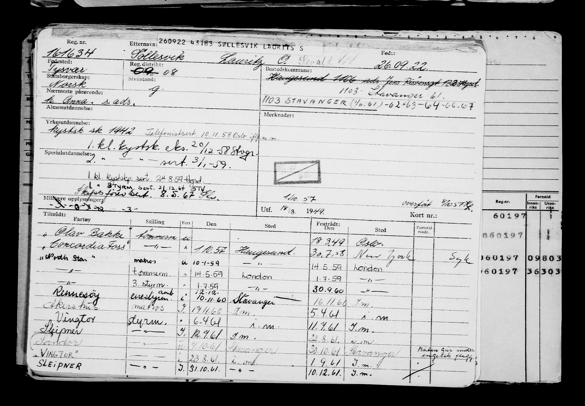 Direktoratet for sjømenn, AV/RA-S-3545/G/Gb/L0210: Hovedkort, 1922, p. 868